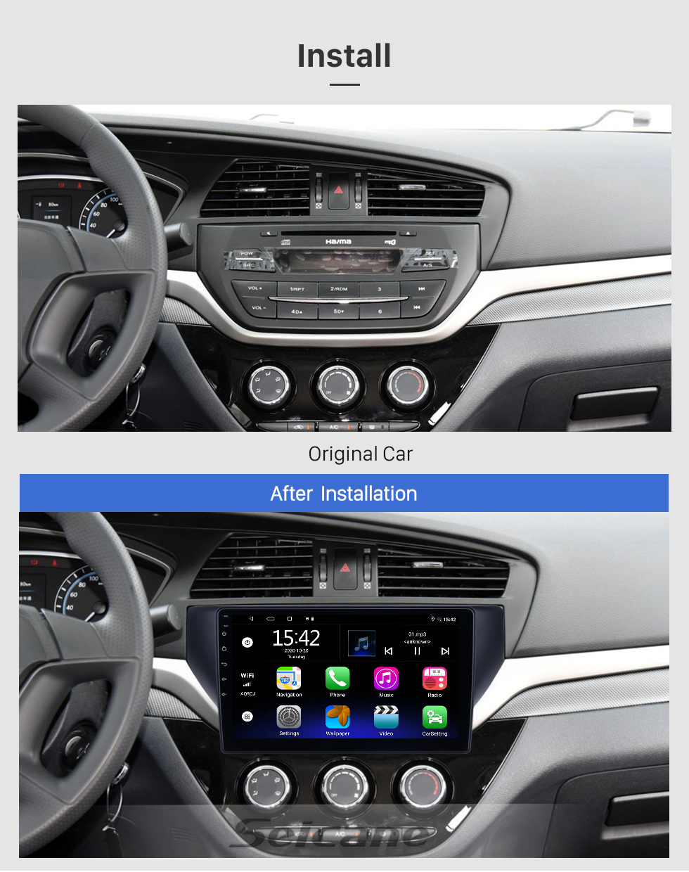 Seicane Android 10.0 HD Touchscreen de 9 polegadas para 2017 Zhonghua V3 Sistema de navegação GPS por rádio com suporte para Bluetooth Câmera traseira Carplay