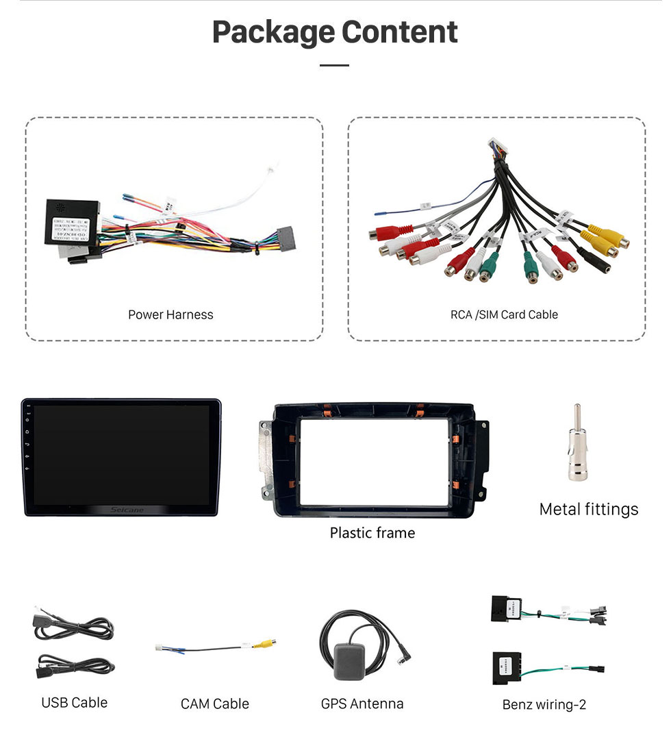 Seicane 10,1 Zoll Android 13.0 für Mercedes Benz Serie W203 2002-2004 Radio GPS Navigationssystem Mit HD Touchscreen Bluetooth Unterstützung Carplay OBD2