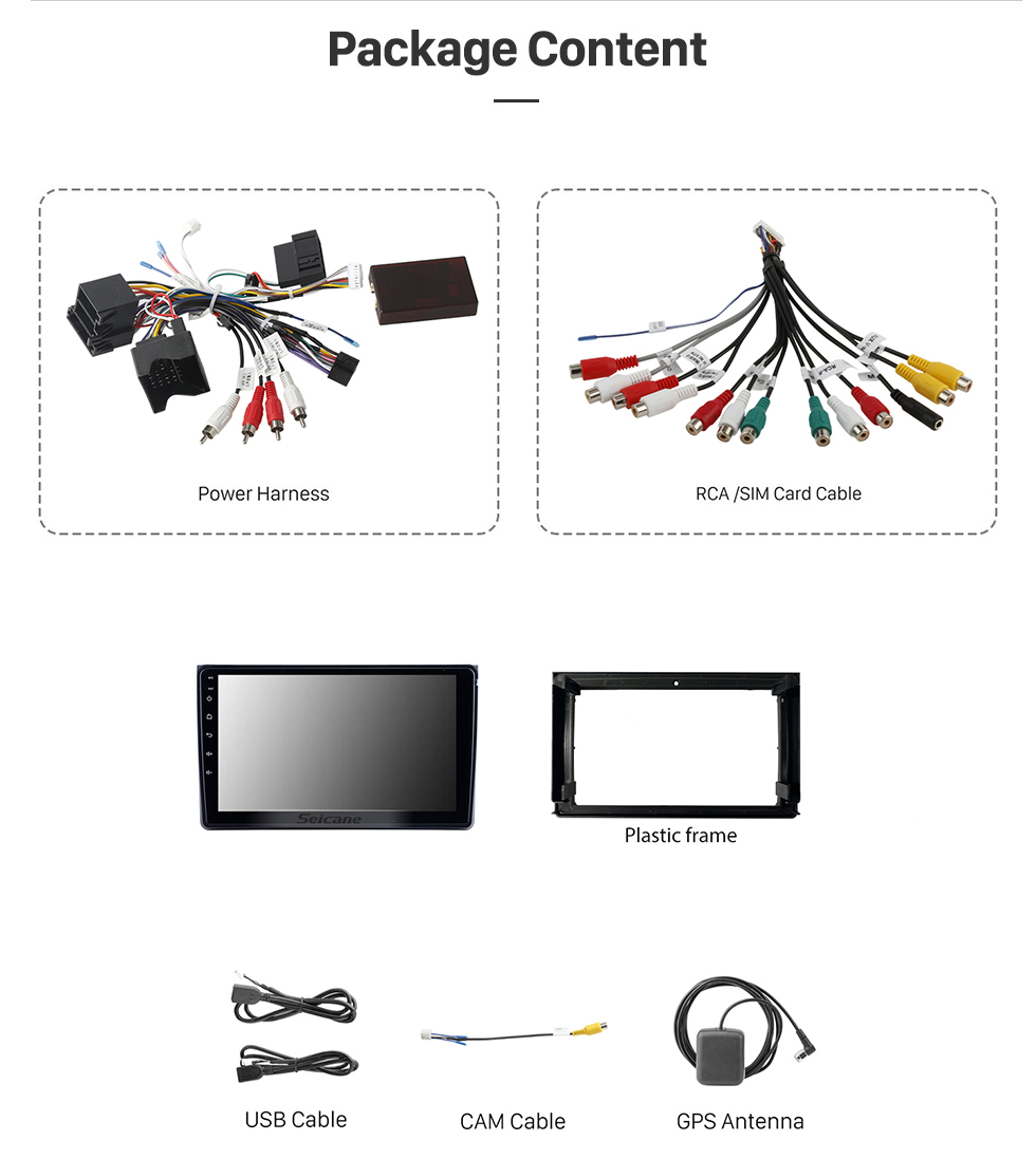 Seicane 9 pouces Android 13.0 pour 2002 2003 2004-2008 Audi A4 Radio avec écran tactile HD Navigation GPS prend en charge Carplay DAB + TPMS