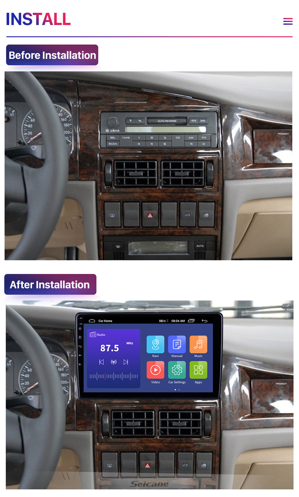 Seicane 10.1 inch Android 10.0 For Santana Vista 2003-2012 Radio GPS Navigation System With HD Touchscreen Bluetooth support Carplay OBD2 Seicane 10.1 inch Android 10.0 For Santana Vista 2003-2012 Radio GPS Navigation System With HD Touchscreen Bluetooth support Carplay OBD2