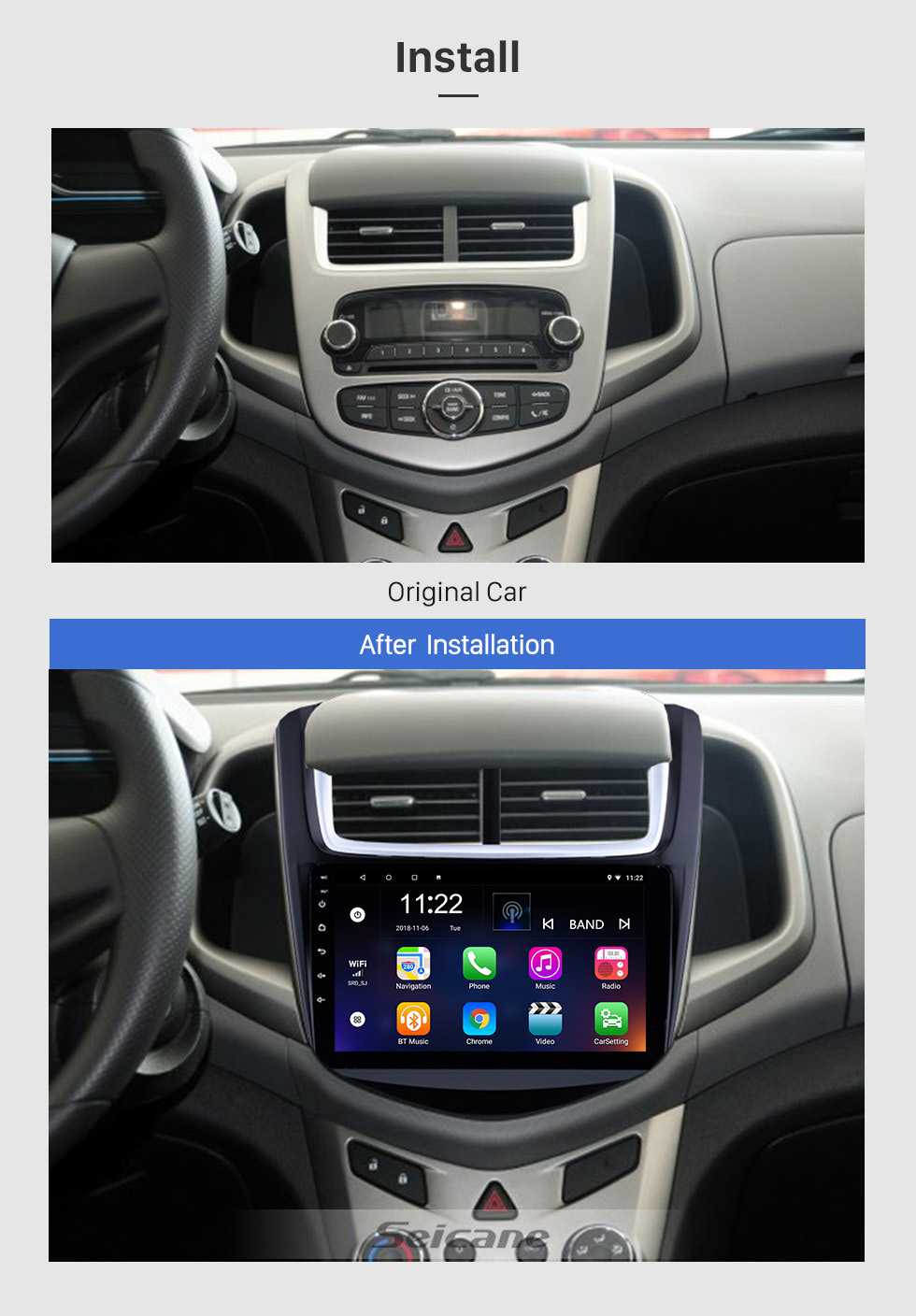 Seicane 9 Zoll Soem-Navigationssystem Android 8.1 Radio für 2014 Chevy Chevrolet Aveo 1024 * 600 Touchscreen MP5 Player TV-Tuner Fernbedienung Bluetooth Musik Seicane 9 Zoll Soem-Navigationssystem Android 8.1 Radio für 2014 Chevy Chevrolet Aveo 1024 * 600 Touchscreen MP5 Player TV-Tuner Fernbedienung Bluetooth Musik
