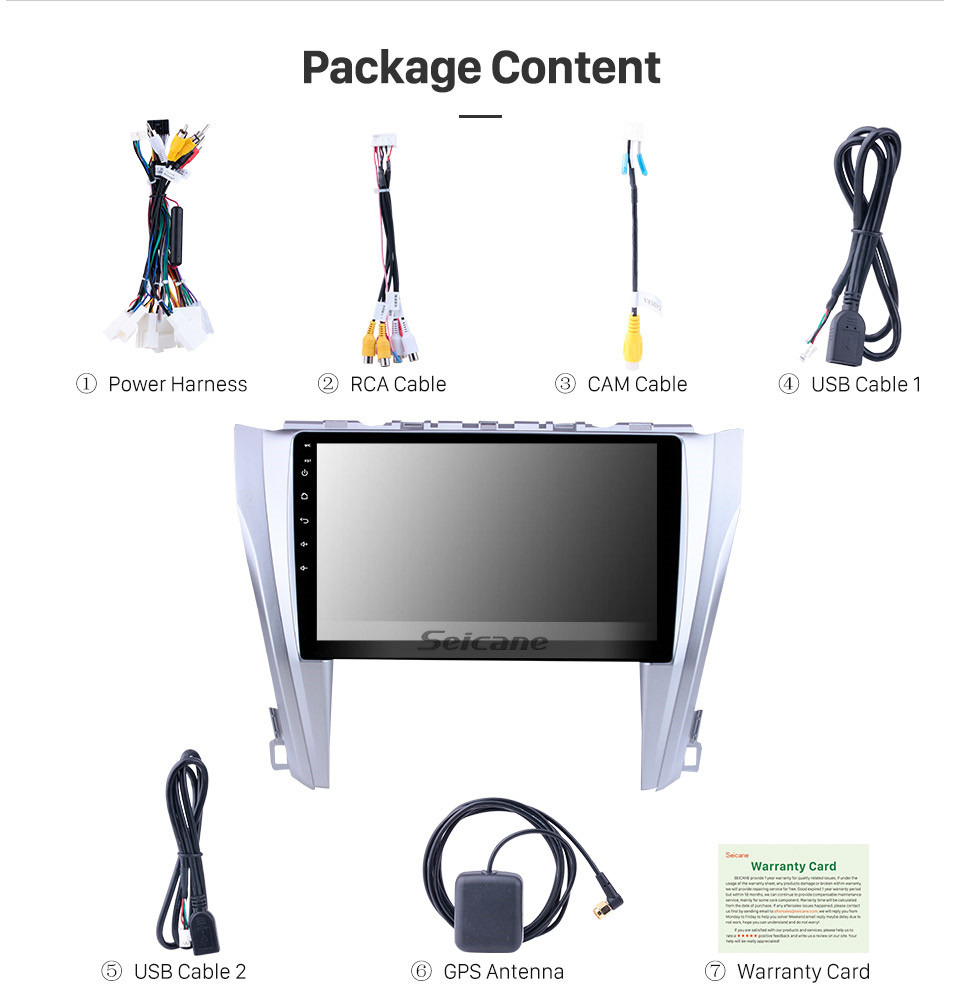 Seicane 10,1 Zoll Android 8.1 GPS-Navigationssystem-Radio für 2015 2016 Toyota Camry Lenkradsteuerung Bluetooth HD Touchscreen TV-Tuner Rückansicht Seicane 10,1 Zoll Android 8.1 GPS-Navigationssystem-Radio für 2015 2016 Toyota Camry Lenkradsteuerung Bluetooth HD Touchscreen TV-Tuner Rückansicht