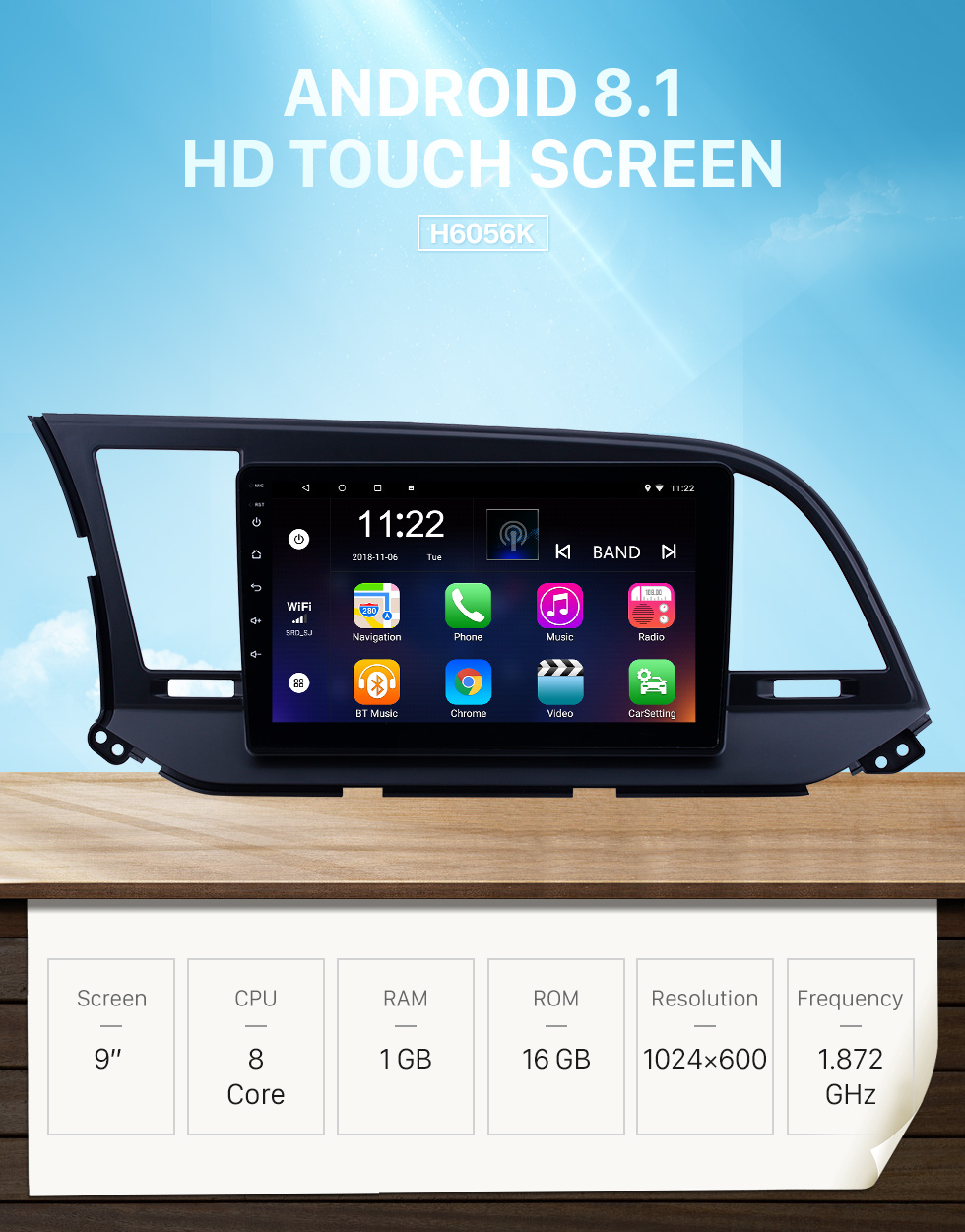 Seicane 9 inch HD Touchscreen Android 8.1 Radio GPS Navi head unit Replace for 2016 Hyundai Elantra Support USB WIFI Radio Bluetooth Mirror Link DVR OBD2 TPMS Aux Seicane 9 inch HD Touchscreen Android 8.1 Radio GPS Navi head unit Replace for 2016 Hyundai Elantra Support USB WIFI Radio Bluetooth Mirror Link DVR OBD2 TPMS Aux