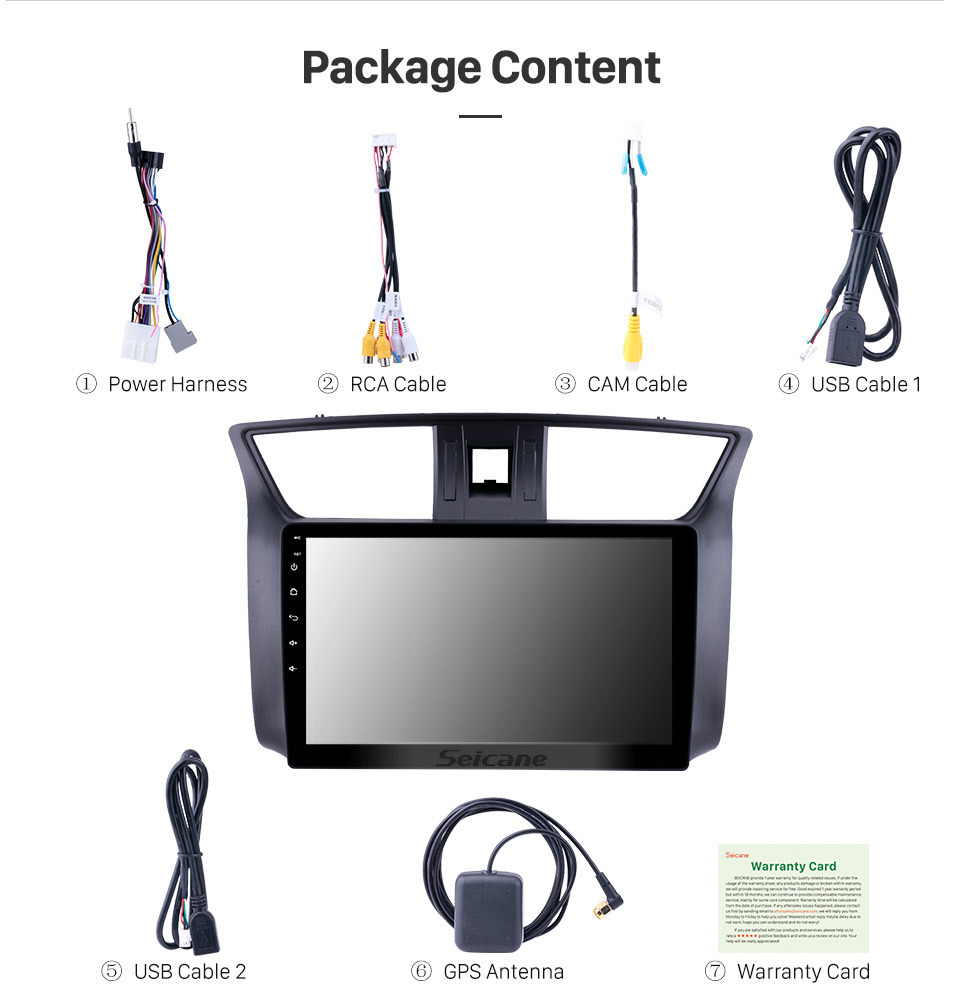 Seicane 10,1 Zoll 2012-2016 Nissan Sylphy Android 8.1 HD Touchscreen GPS Navi-Kopfeinheit Radio USB Bluetooth Unterstützung WIFI Mirror Link DVR OBD2 TPMS Aux Seicane 10,1 Zoll 2012-2016 Nissan Sylphy Android 8.1 HD Touchscreen GPS Navi-Kopfeinheit Radio USB Bluetooth Unterstützung WIFI Mirror Link DVR OBD2 TPMS Aux