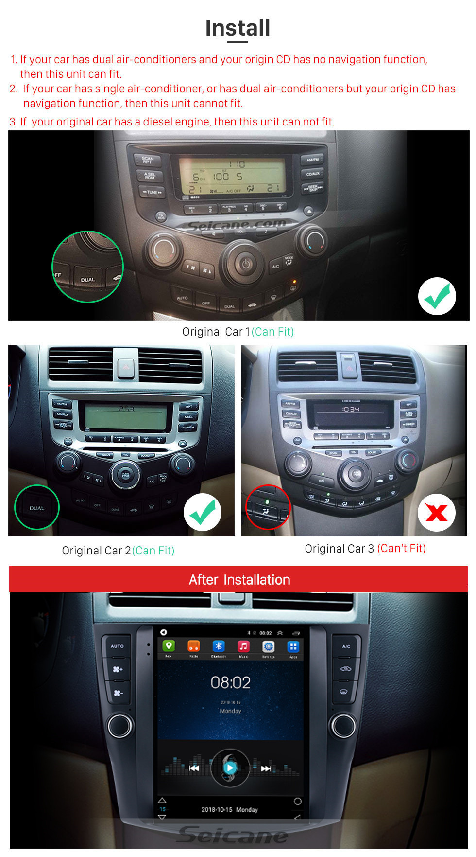 Seicane HD Touchscreen 9,7 polegadas Android 9.1 Mercado de Reposição GPS Rádio de Navegação para 2003-2007 Honda Accord 7 com Bluetooth Phone AUX FM Controle de Volante suporte DVD DVD 1080 P Vídeo OBD2 Seicane HD Touchscreen 9,7 polegadas Android 9.1 Mercado de Reposição GPS Rádio de Navegação para 2003-2007 Honda Accord 7 com Bluetooth Phone AUX FM Controle de Volante suporte DVD DVD 1080 P Vídeo OBD2