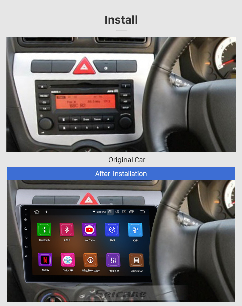 Seicane Android 11.0 HD écran tactile 9 pouces pour 2008 KIA MORNING / NG / PICANTO Radio système de navigation GPS avec support Bluetooth Carplay