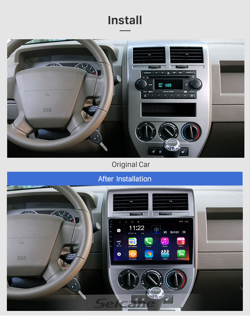 Seicane 9 pouces Android 10.0 pour 2014 Kia Soul Radio avec Bluetooth HD à écran tactile Système de navigation GPS supporté Carplay