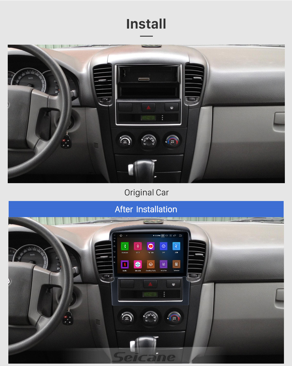 Seicane Android 11.0 HD écran tactile 9 pouces pour 2004-2008 KIA SORENTO Radio système de navigation GPS avec support Bluetooth Carplay