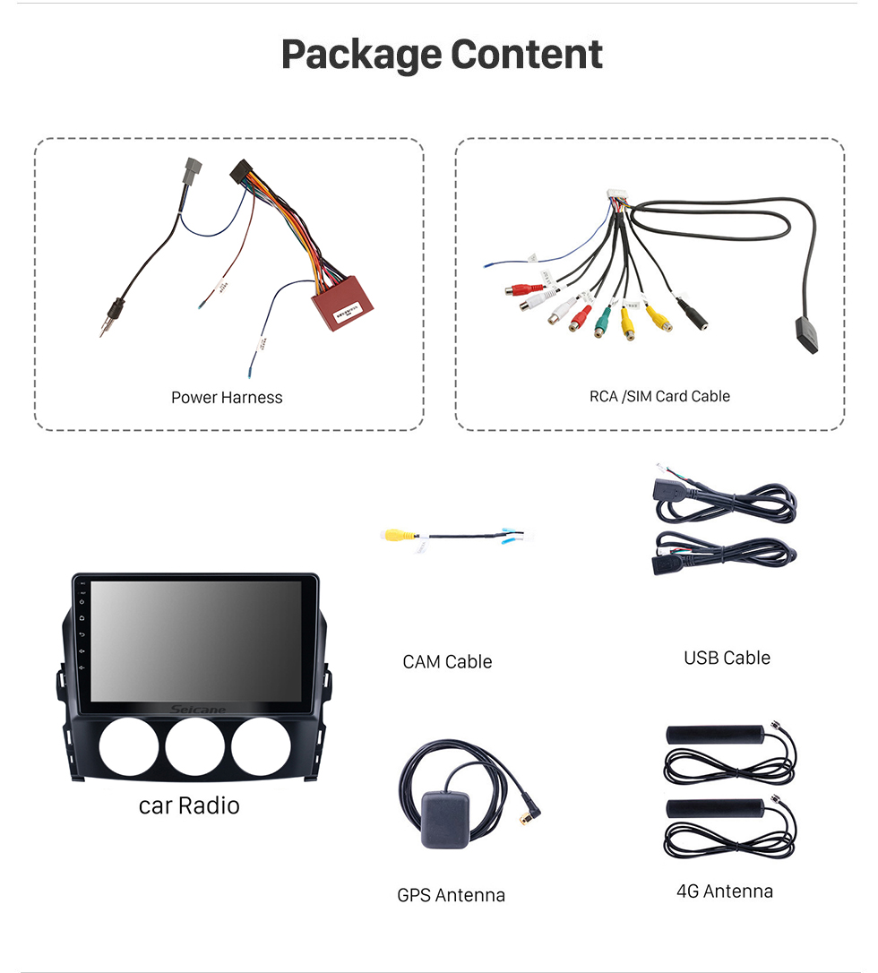 Seicane Andriod 13.0 HD Touchsreen 9 Zoll 2009 Mazda MX-5 GPS-Navigationssystem mit Bluetooth-Unterstützung Carplay