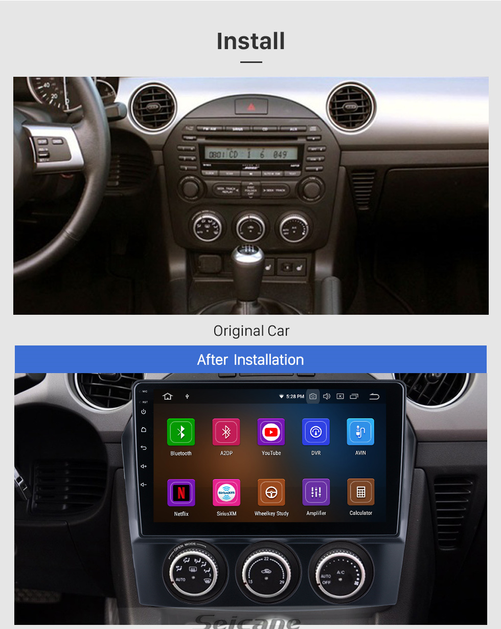 Seicane Andriod 13.0 HD Touchsreen 9 pulgadas 2009 Mazda MX-5 Sistema de navegación GPS con soporte Bluetooth Carplay