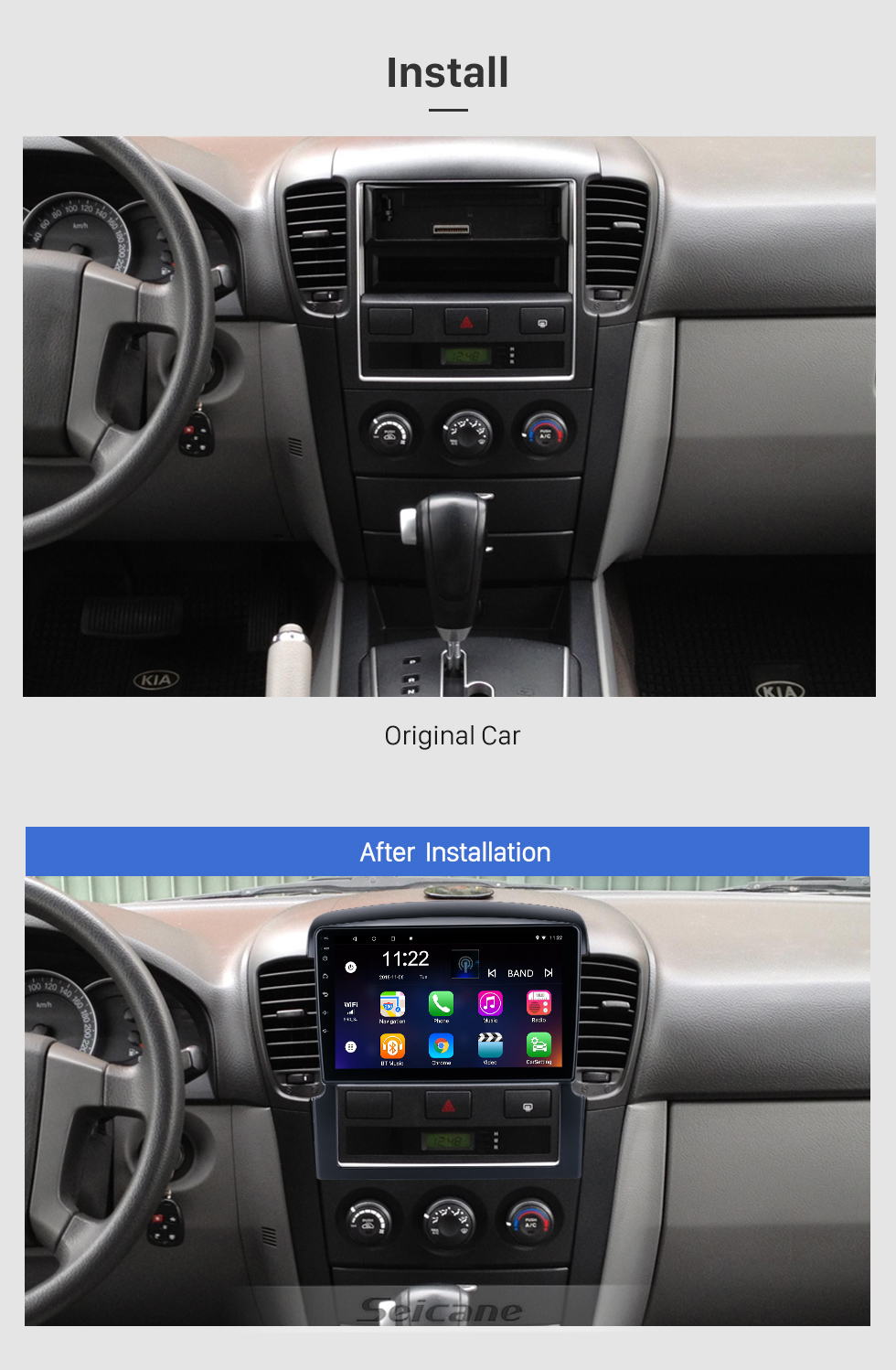 Seicane Android 12.0 HD Pantalla táctil de 9 pulgadas para 2004-2008 KIA SORENTO Radio Sistema de navegación GPS con soporte Bluetooth Carplay