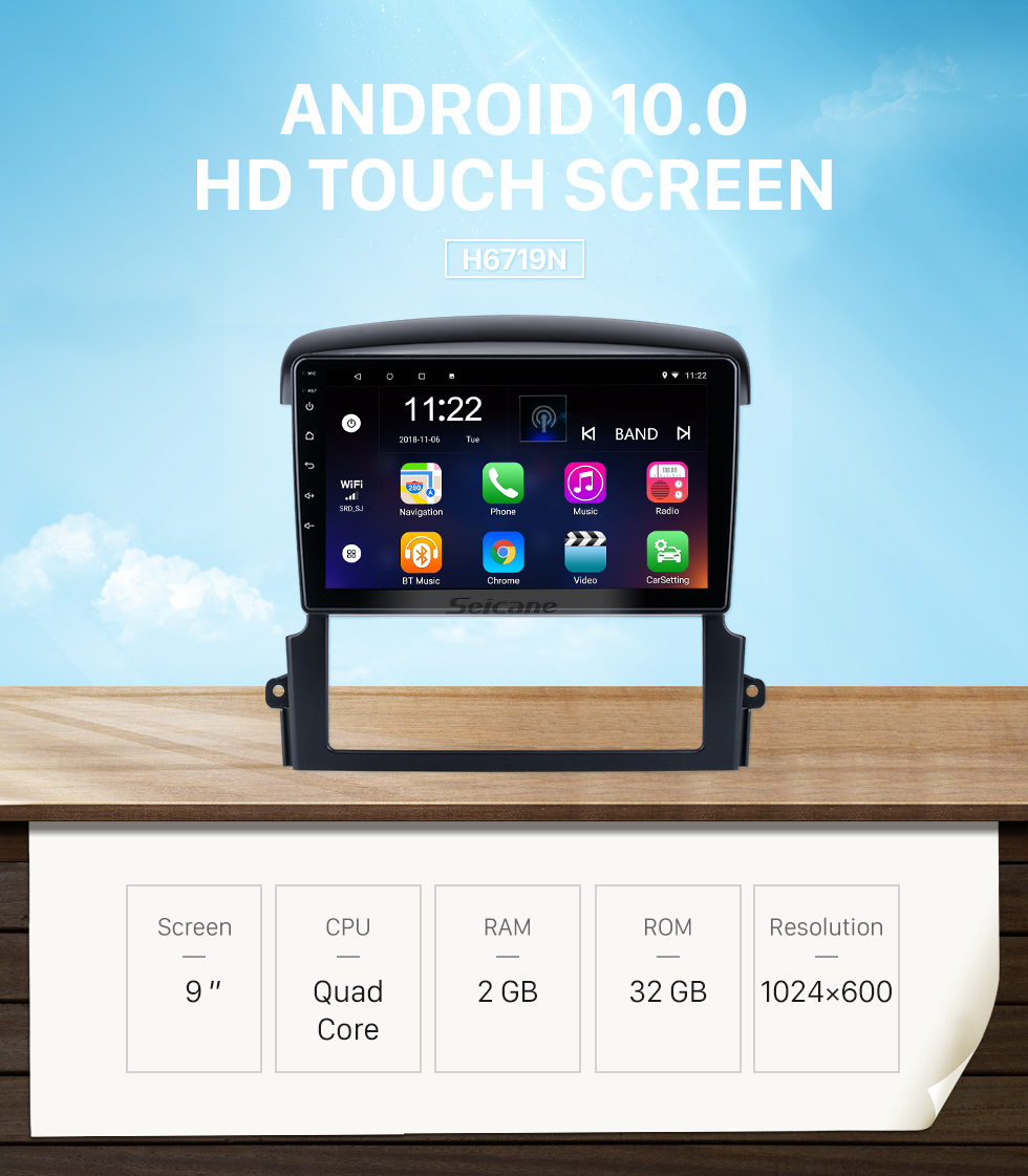 Seicane Android 12.0 HD Touchscreen 9 Zoll Für 2004-2008 KIA SORENTO Radio GPS Navigationssystem mit Bluetooth-Unterstützung Carplay