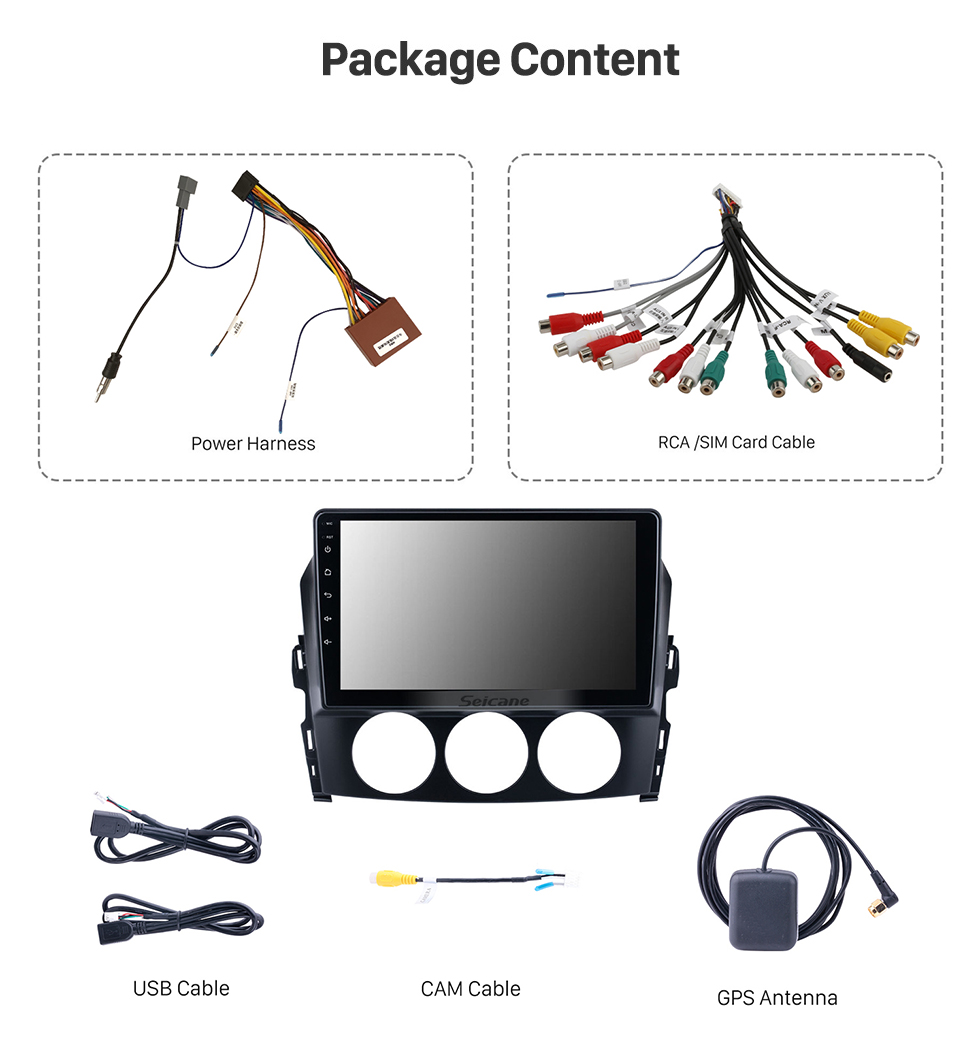 Seicane Andriod 13.0 HD Touchsreen 9 pulgadas 2009 Mazda MX-5 Sistema de navegación GPS con soporte Bluetooth Carplay