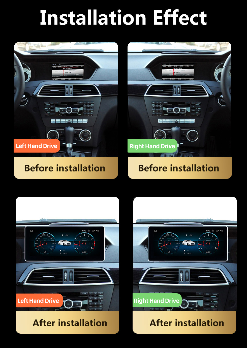 Seicane 10,25-дюймовый сенсорный экран Andriod 10.0 HD 2011-2014 Mercedes Benz C Class для левостороннего вождения W204 / S204 C180 C200 C220 C250 C260 C280 C300 C350 C400 C450 C43AMG C63AMG Система GPS-навигации с поддержкой Bluetooth Carplay