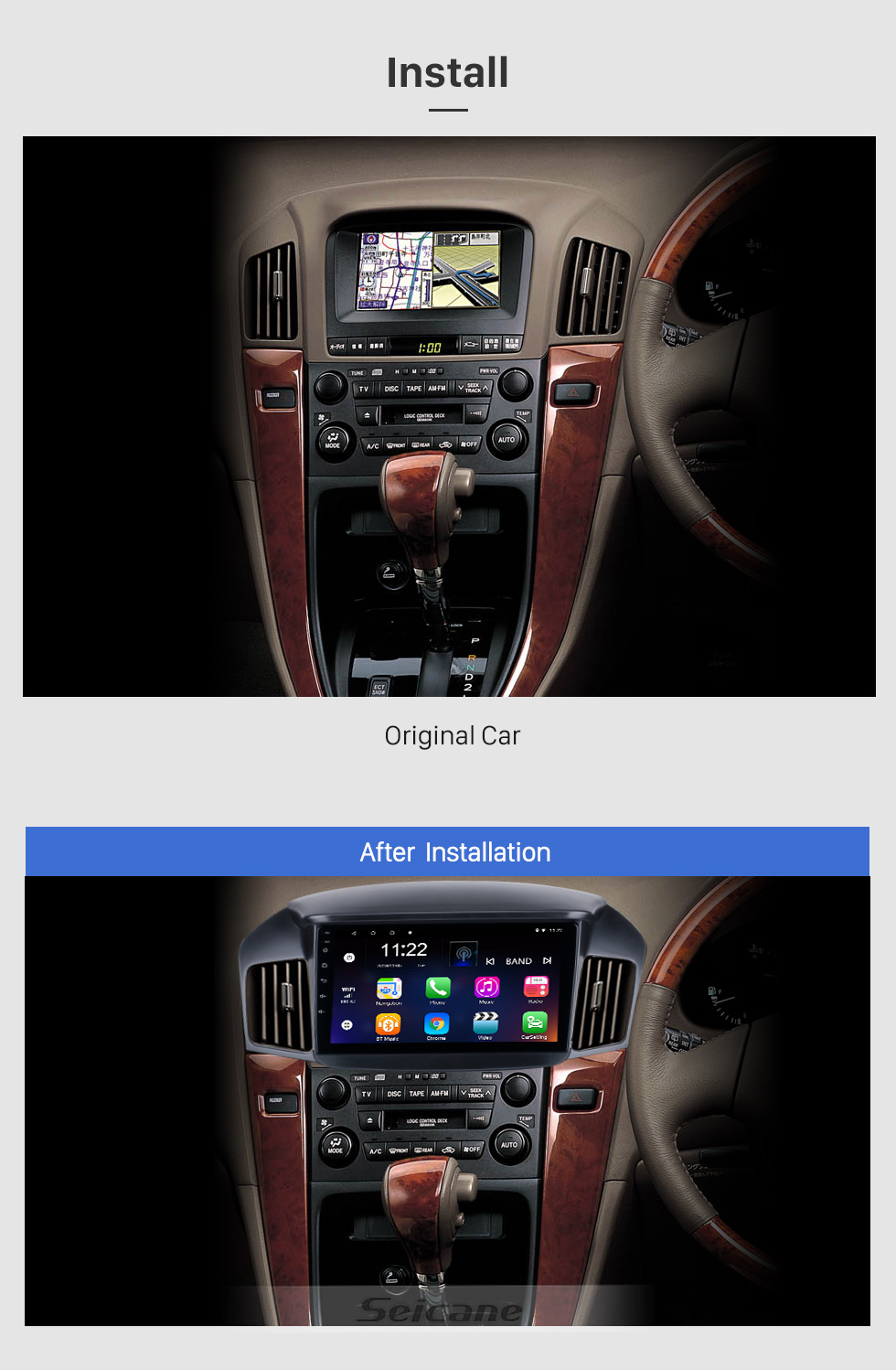 Seicane Android 10.0 HD Écran tactile 9 pouces 2009-2017 Toyota 4 Runner Radio Système de navigation GPS avec support Bluetooth Carplay