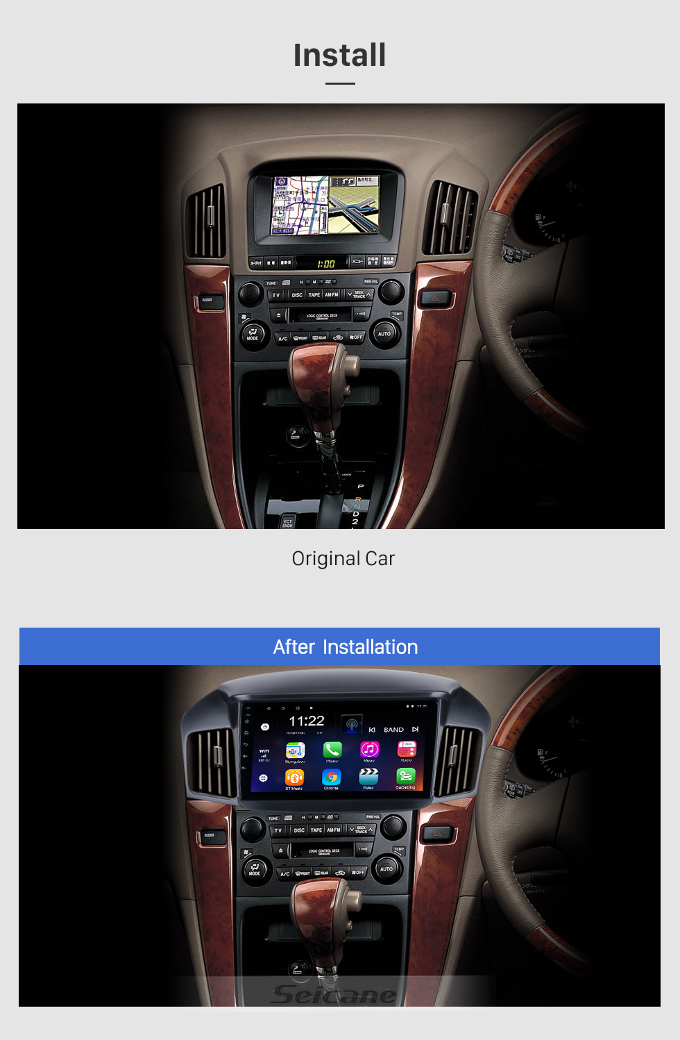 Seicane 9 inch HD Touchscreen 1997 Toyota Harrier car Radio Android 10.0 GPS Navigation System with Bluetooth support Carplay Seicane 9 inch HD Touchscreen 1997 Toyota Harrier car Radio Android 10.0 GPS Navigation System with Bluetooth support Carplay