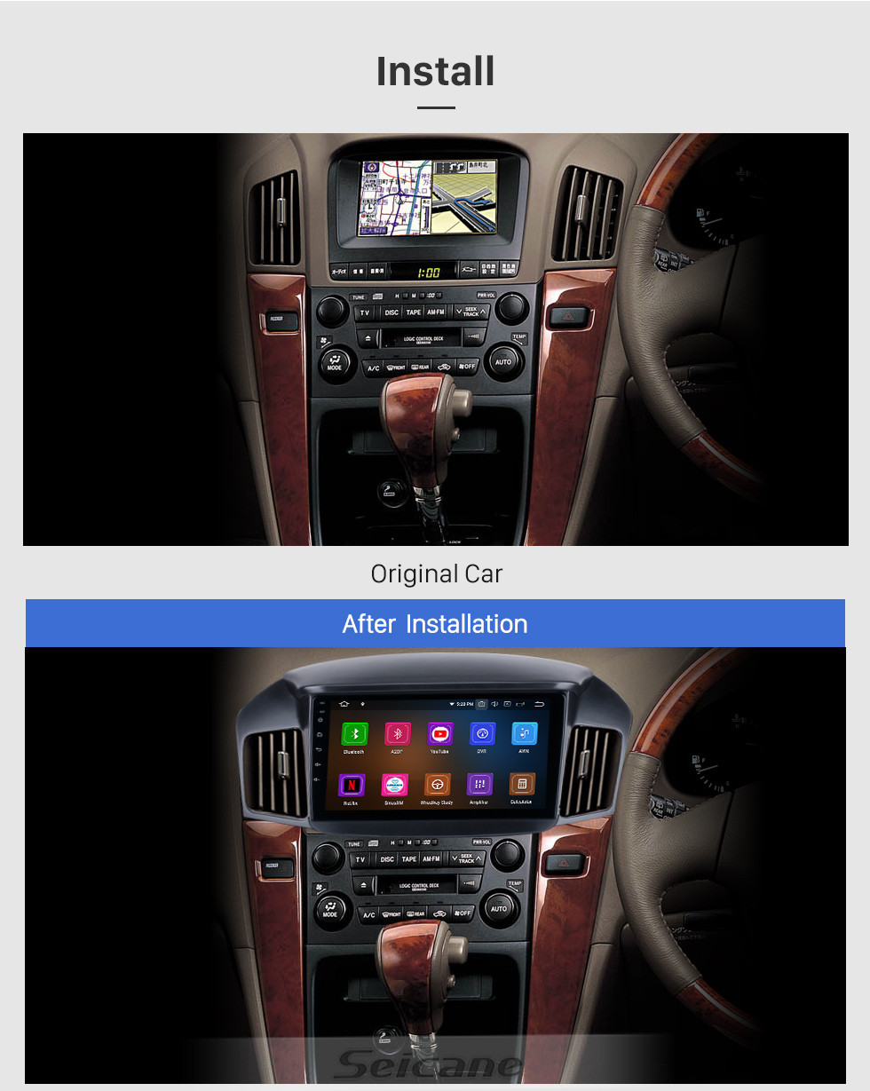 Seicane Pantalla táctil HD de 9 pulgadas 1997 Toyota Harrier Car Radio Android 11.0 Sistema de navegación GPS con soporte Bluetooth Carplay