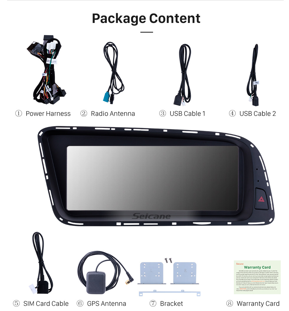 Seicane 8,8 Zoll Android 6.0 1280 * 480 Touchescreen Radio für 2009-2015 Audi Q5 GPS Navigation Upgrade Stereo FM / AM Bluetooth Musik Wifi Carplay USB Lenkradsteuerung Unterstützung DAB + Seicane 8,8 Zoll Android 6.0 1280 * 480 Touchescreen Radio für 2009-2015 Audi Q5 GPS Navigation Upgrade Stereo FM / AM Bluetooth Musik Wifi Carplay USB Lenkradsteuerung Unterstützung DAB +