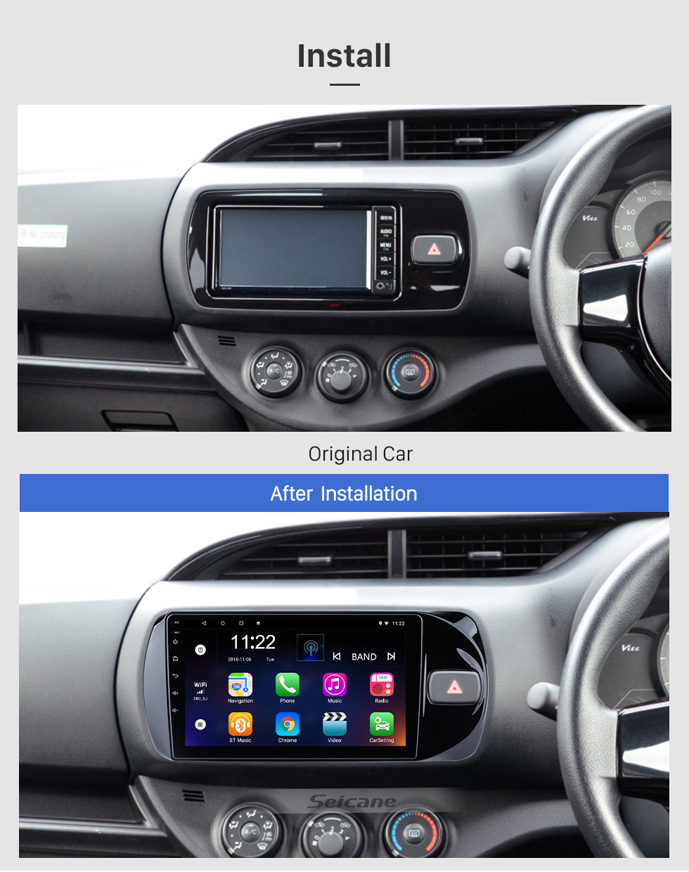 Seicane Andriod 10.0 HD Touchsreen 9 polegadas 2018 Toyota C-HR Sistema de navegação GPS para direção direita com suporte para Bluetooth Carplay