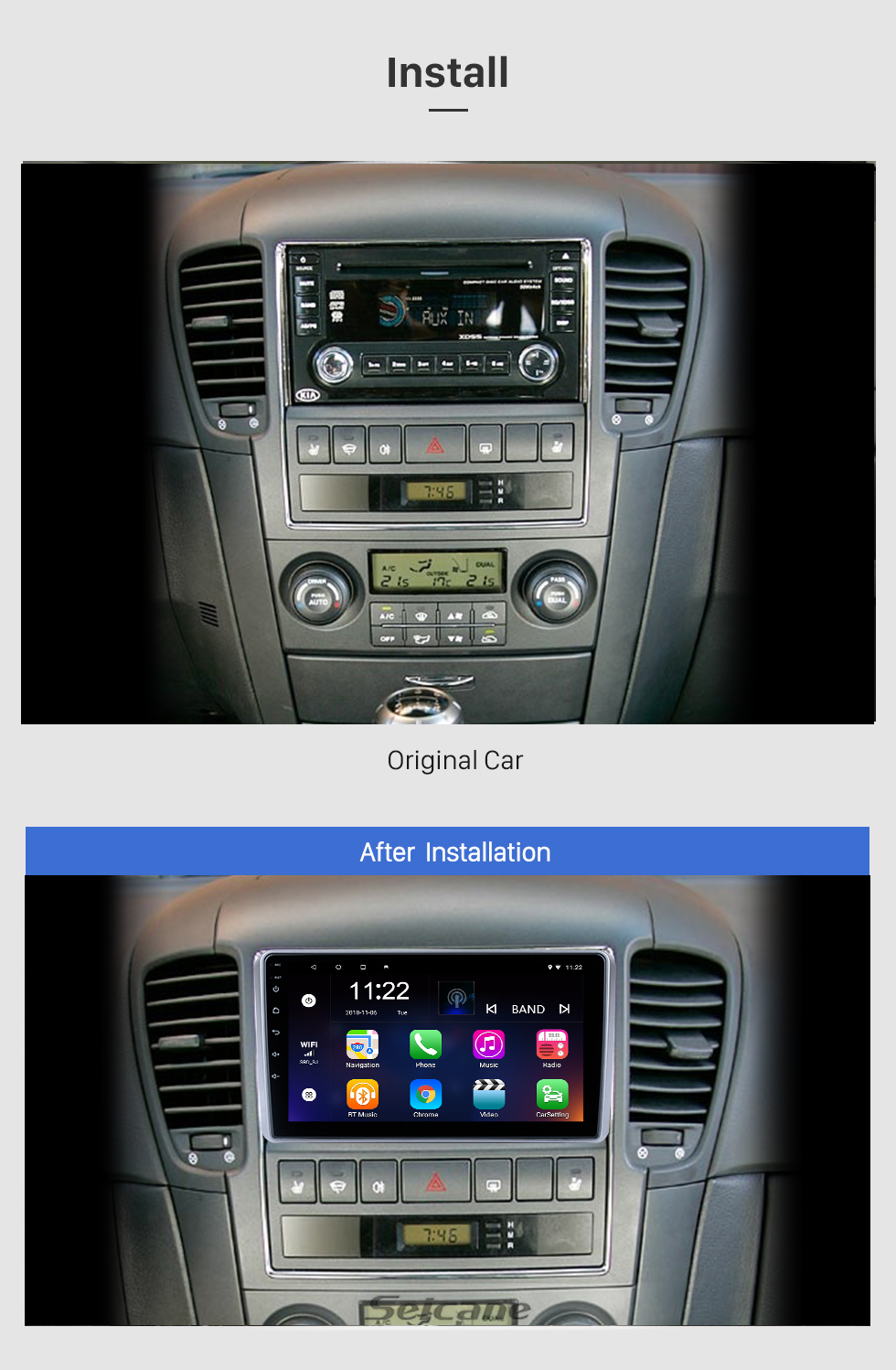 Seicane Andriod 10.0 HD Écran tactile 9 pouces 2009 Honda Insight Autoradio à conduite à gauche Système de navigation GPS avec prise en charge Bluetooth Carplay