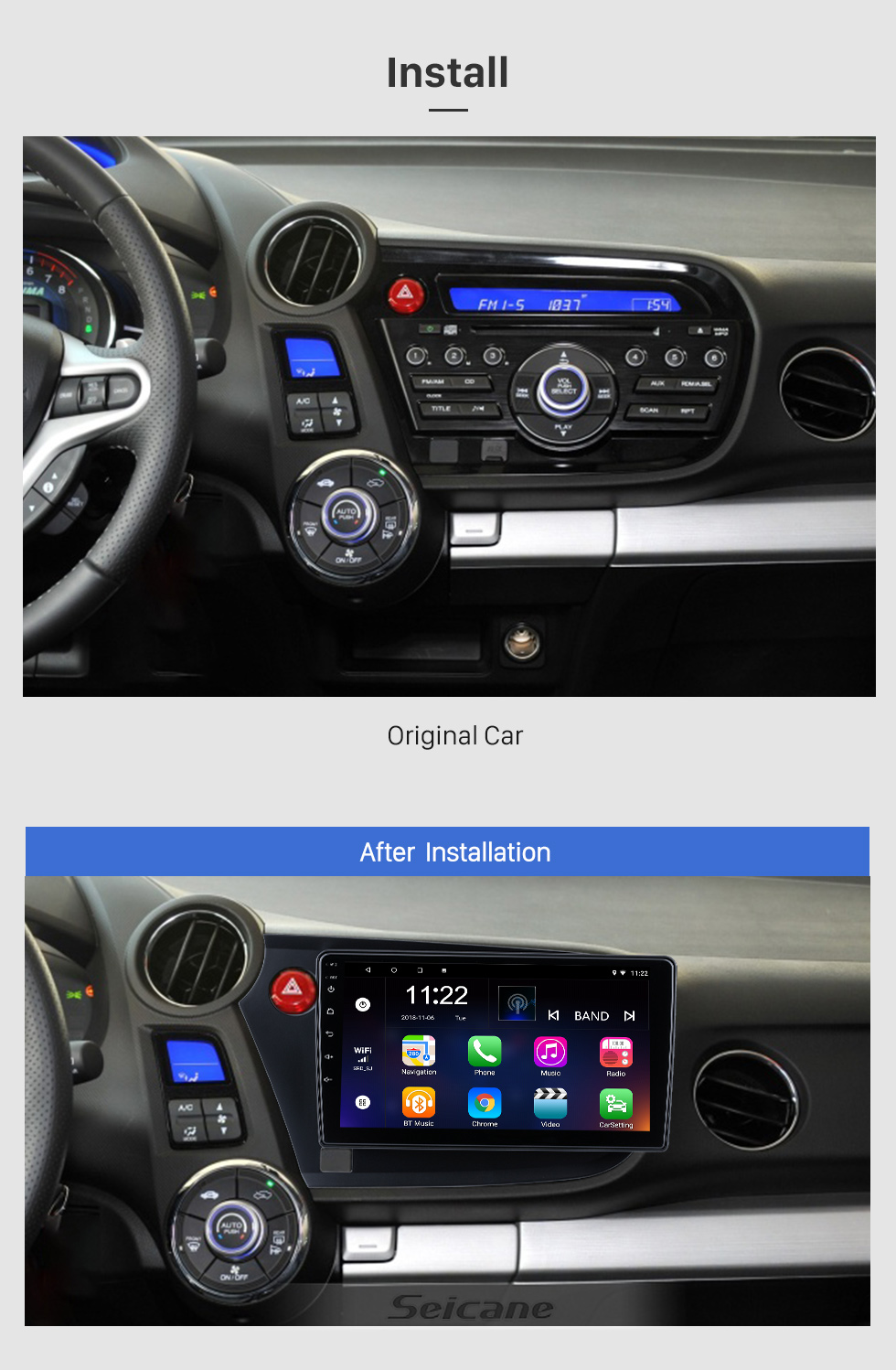 Seicane Android 10.0 HD Сенсорный экран 9 дюймов Для 2014-2017 Honda Amaze Radio GPS-навигационная система с поддержкой Bluetooth Carplay Задняя камера