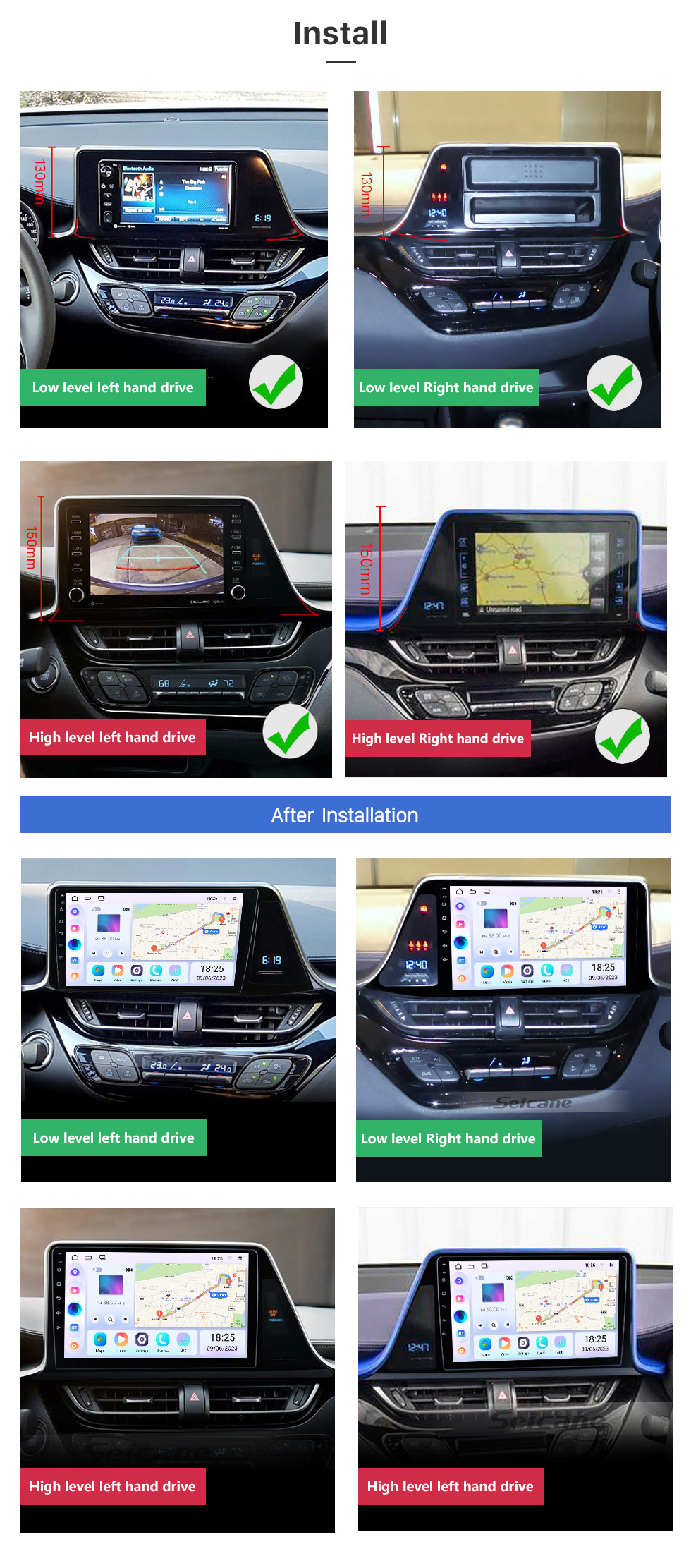 Seicane OEM 9-дюймовый Android 13.0 для Toyota C-HR 2018 Радио с сенсорным экраном Bluetooth HD Система GPS-навигации Carplay