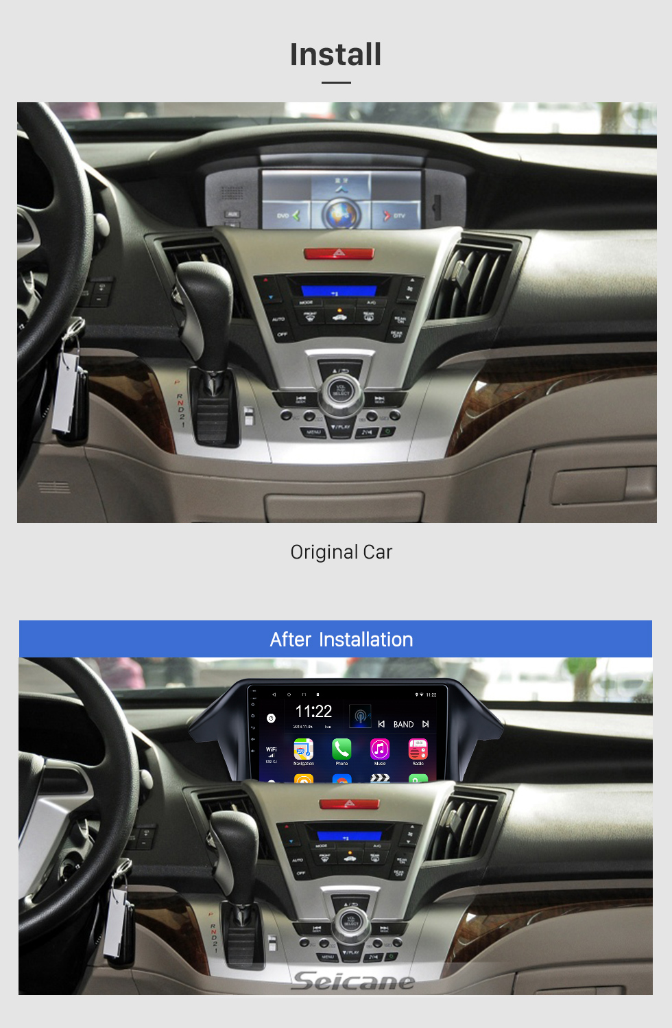 Seicane Android 10.0 Radio de navigation GPS à écran tactile HD de 9,1 po pour 2004-2008 Honda Odyssey avec prise en charge de Bluetooth AUX Carplay SWC DAB +