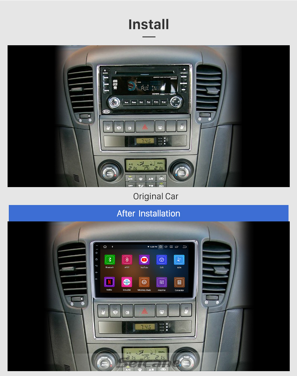 Seicane Andriod 11.0 HD Touchscreen 9 Zoll 2002-2006 Buick Regal Linkslenker Autoradio GPS-Navigationssystem mit Bluetooth-Unterstützung Carplay
