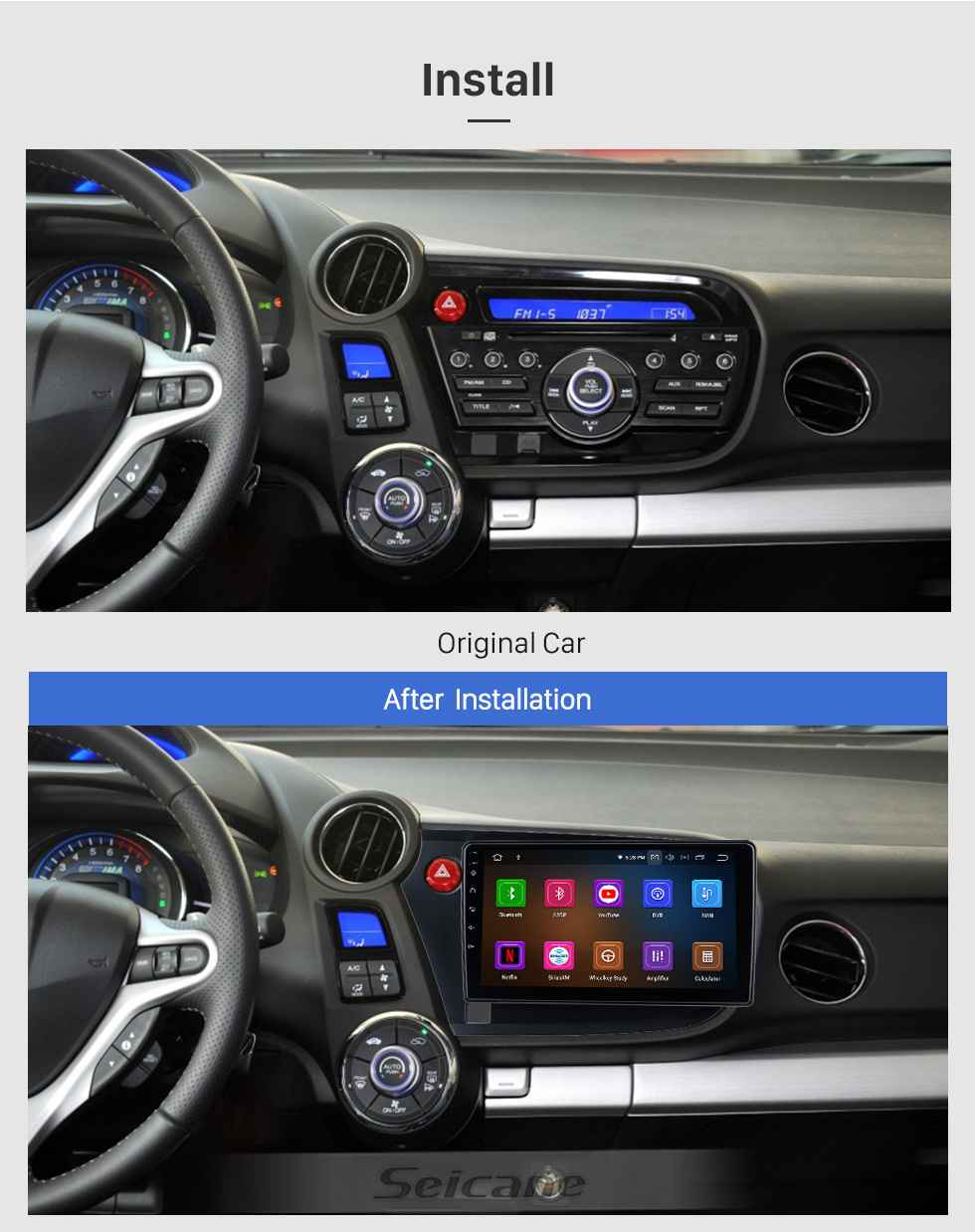 Seicane Andriod 11.0 HD Pantalla táctil de 9 pulgadas 2009 Honda Insight Conducción a la izquierda Radio de automóvil Sistema de navegación GPS con soporte Bluetooth Carplay
