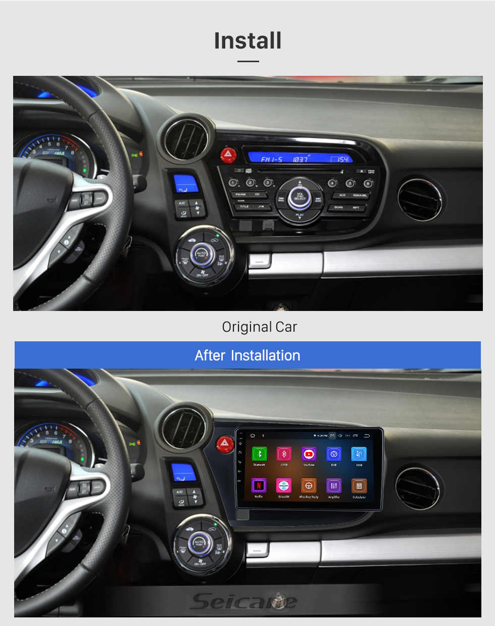 Seicane Andriod 11.0 HD Écran tactile 9 pouces 2009 Honda Insight Autoradio à conduite à gauche Système de navigation GPS avec prise en charge Bluetooth Carplay Seicane Andriod 11.0 HD Écran tactile 9 pouces 2009 Honda Insight Autoradio à conduite à gauche Système de navigation GPS avec prise en charge Bluetooth Carplay