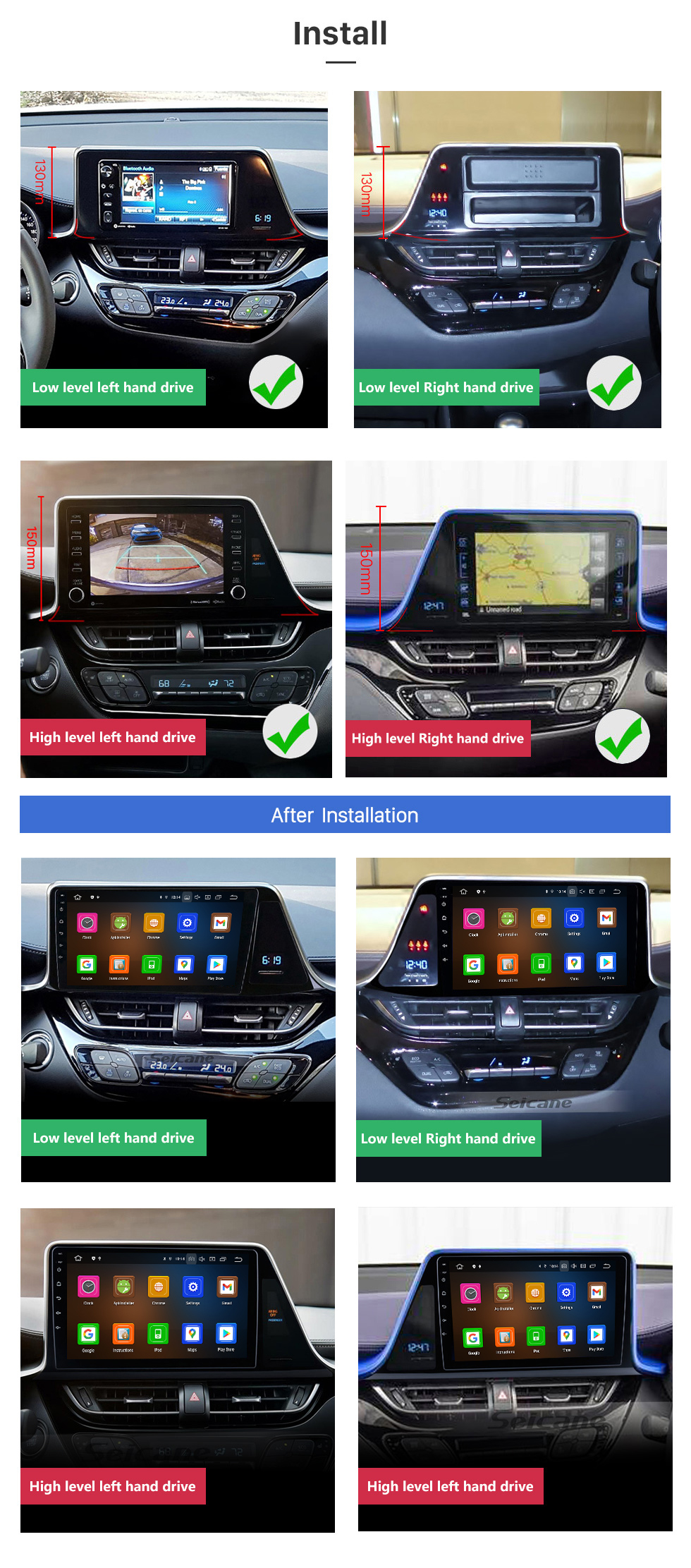 Seicane Carplay 10.1 pulgadas HD Pantalla táctil Android 12.0 para 2018 2019 ROEWE Ei5 Navegación GPS Android Auto Unidad principal Soporte DAB + OBDII WiFi Control del volante