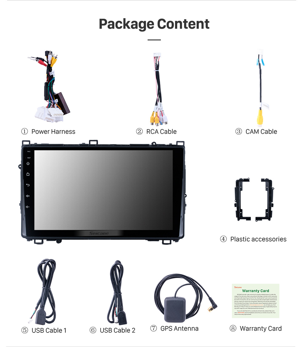 Seicane 9 pouces Andriod 10.0 HD Touchscreeen 2015-2020 Toyota Vitz voiture de conduite à droite GPS Navigatin avec support du système Bluetooth Carplay