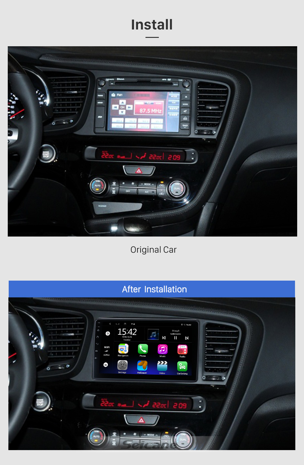 Seicane Android 10.0 HD Touchscreen de 9 polegadas para 2004-2008 KIA SORENTO Rádio Sistema de navegação GPS com suporte para Bluetooth Carplay