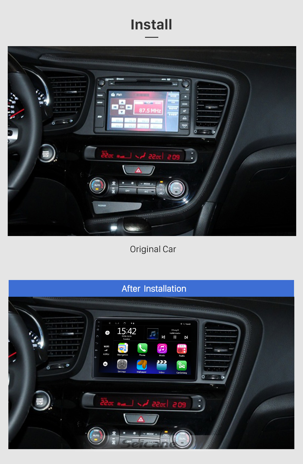 Seicane Android 10.0 HD Pantalla táctil de 9 pulgadas para 2004-2008 KIA SORENTO Radio Sistema de navegación GPS con soporte Bluetooth Carplay