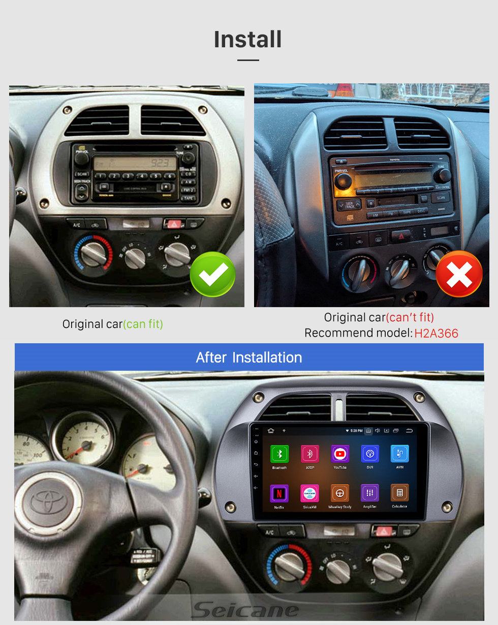 Seicane 9 pouces Andriod 13.0 HD Touchscreen 2001 2002 2003 2004 2005 2006 Toyota RAV4 voiture Navigation GPS avec prise en charge du système Bluetooth Carplay