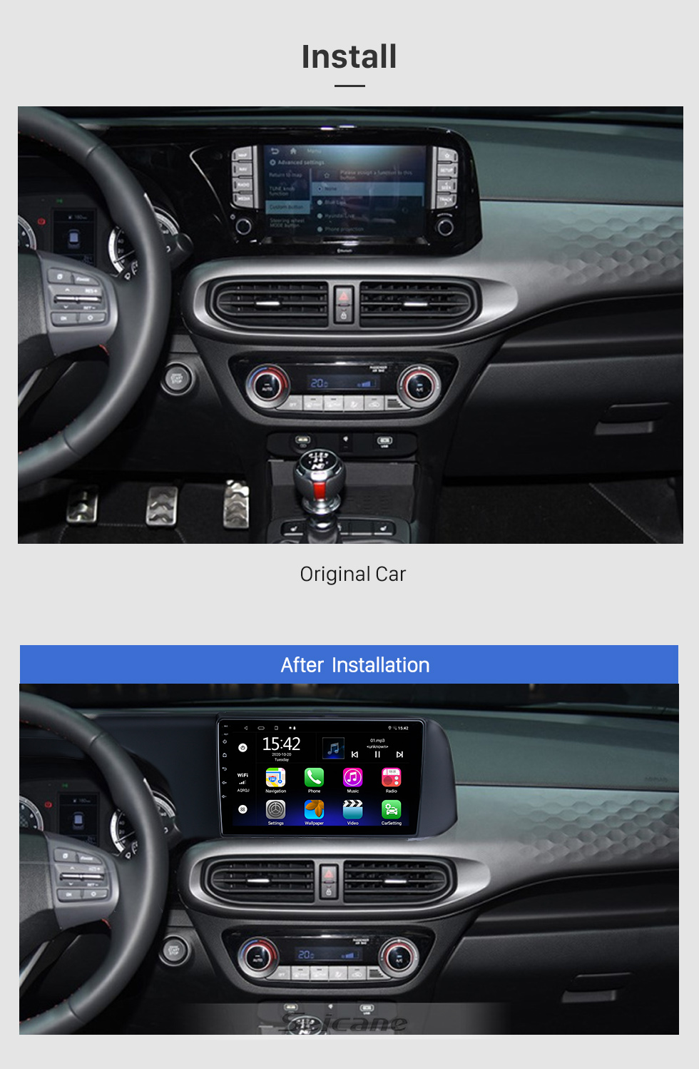 Seicane Para 2020 Hyundai IX25 / CRETA Android 10.0 HD Touchscreen Sistema de navegação GPS de 9 polegadas com WIFI Bluetooth compatível com Carplay DVR