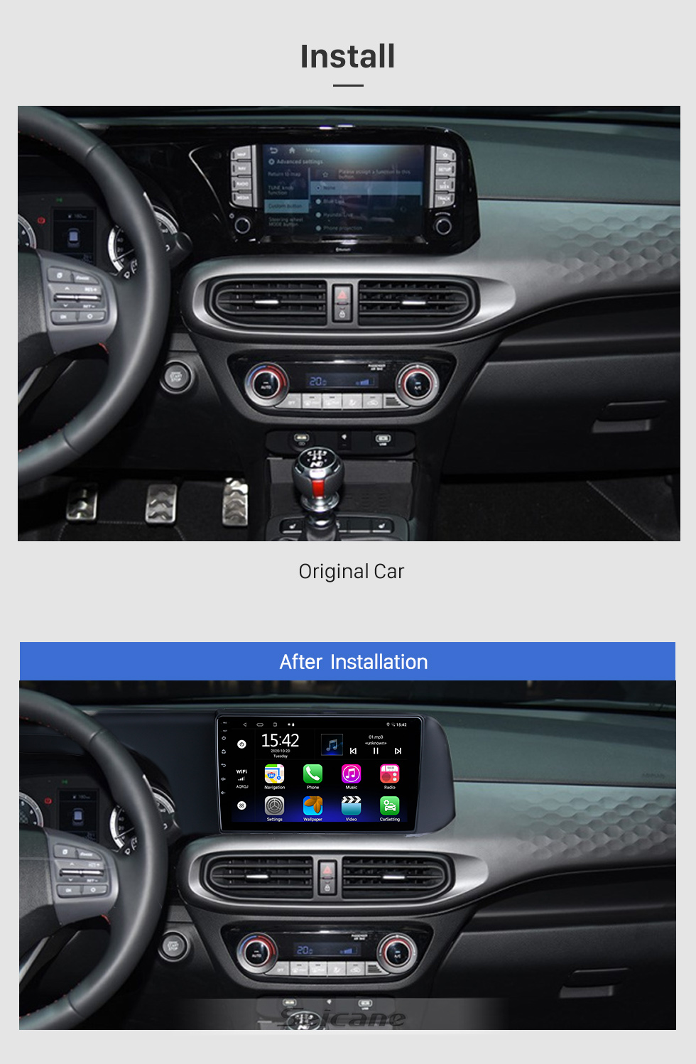 Seicane Para 2020 Hyundai IX25 / CRETA Android 10.0 HD Pantalla táctil Sistema de navegación GPS de 9 pulgadas con soporte WIFI Bluetooth Carplay DVR