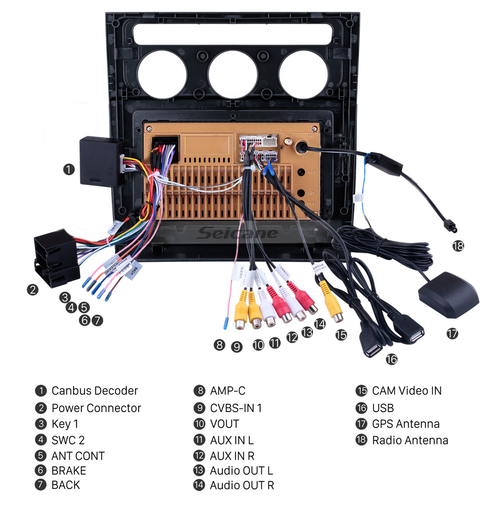 Seicane OEM 9 pouces Android 10.0 pour 2004-2008 Volkswagen Touran Radio avec Bluetooth HD à écran tactile support du système de navigation GPS Carplay DAB +