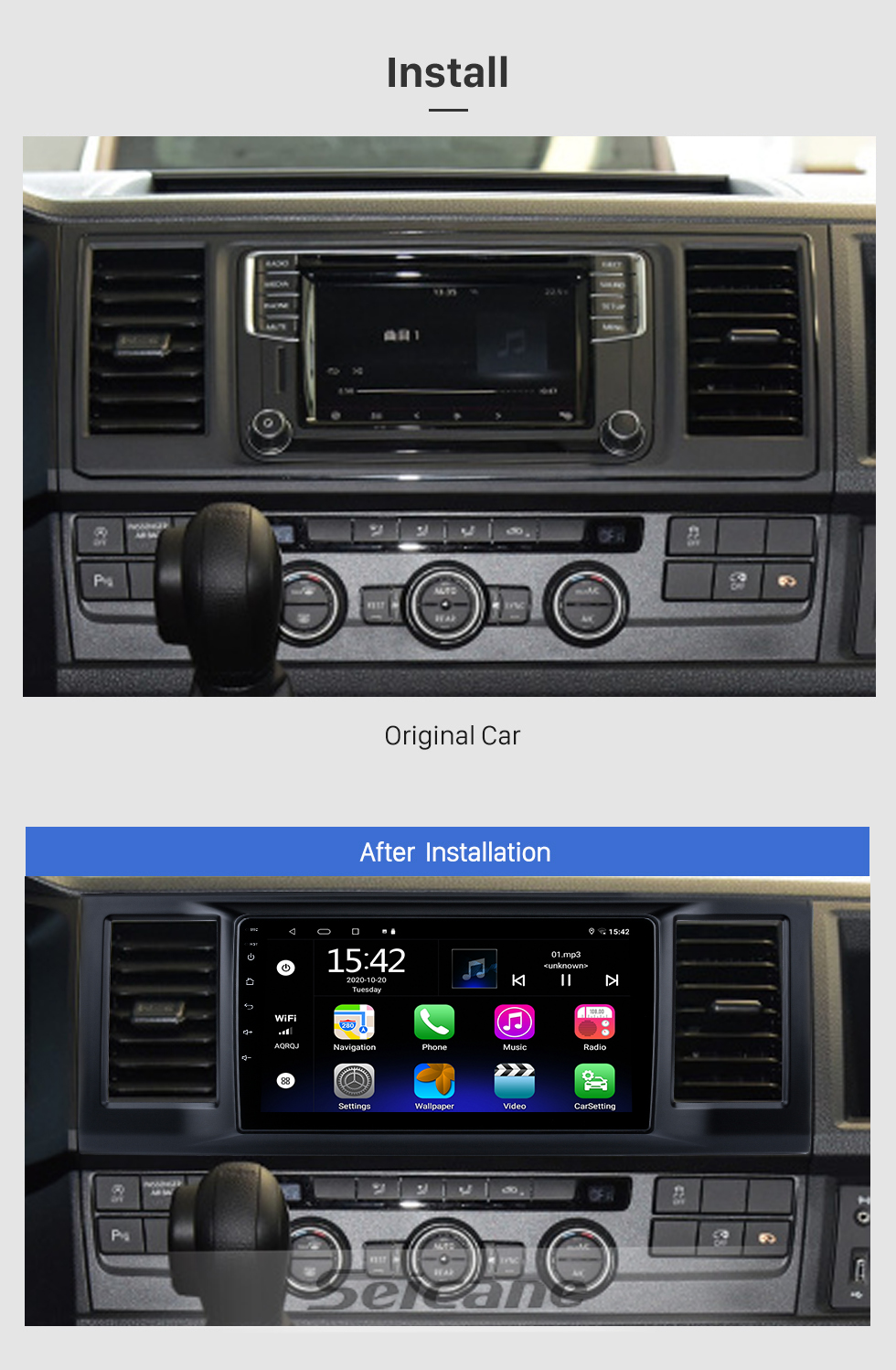 Seicane 9 polegada Android 10.0 Para Volkswagen Sharan Rádio Sistema de Navegação GPS Com HD Touchscreen Bluetooth suporte Carplay OBD2