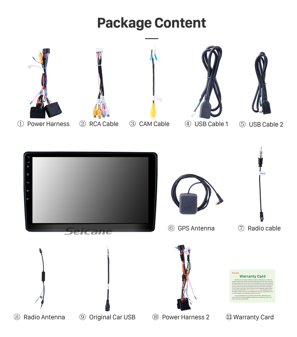 Seicane Radio de navegación GPS Android 12.0 de 10.1 pulgadas para 2009 Volkswagen Touran / Caddy / Passat / Golf / Tiguan / T5 con pantalla táctil HD Soporte USB Bluetooth Carplay TPMS DVR