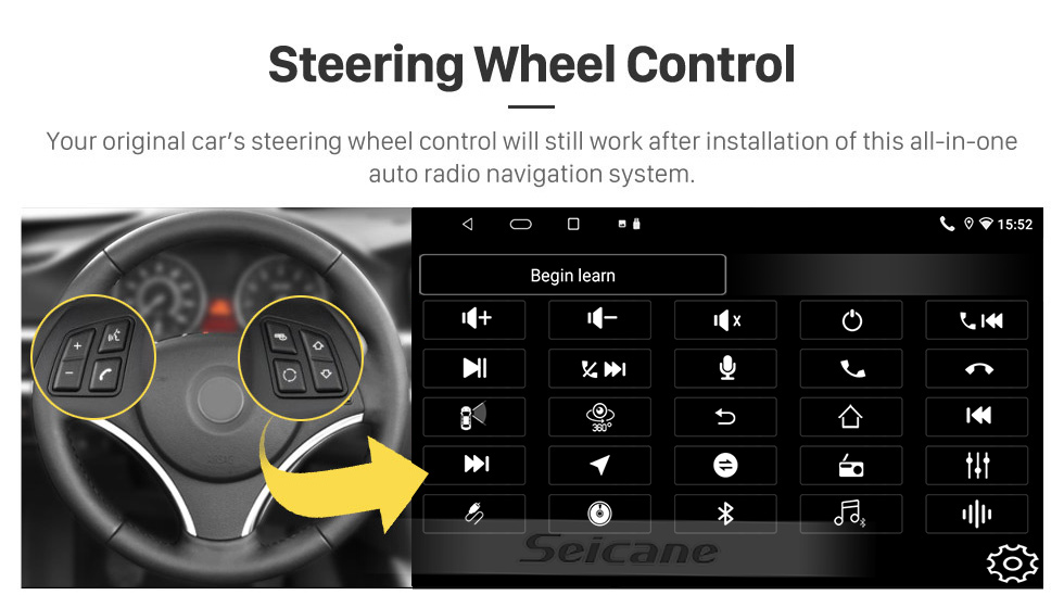 Seicane 10,1 pouces Android 12.0 Radio de navigation GPS pour 2009 Volkswagen Touran/Caddy/Passat/Golf/Tiguan/T5 avec écran tactile HD Prise en charge Bluetooth USB Carplay TPMS DVR