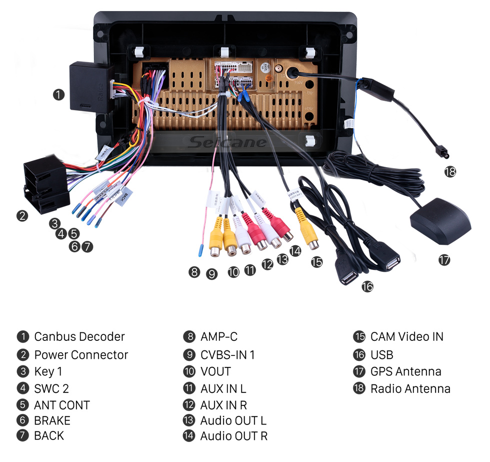 Seicane Radio de navegación GPS Android 12.0 de 10.1 pulgadas para 2009 Volkswagen Touran / Caddy / Passat / Golf / Tiguan / T5 con pantalla táctil HD Soporte USB Bluetooth Carplay TPMS DVR