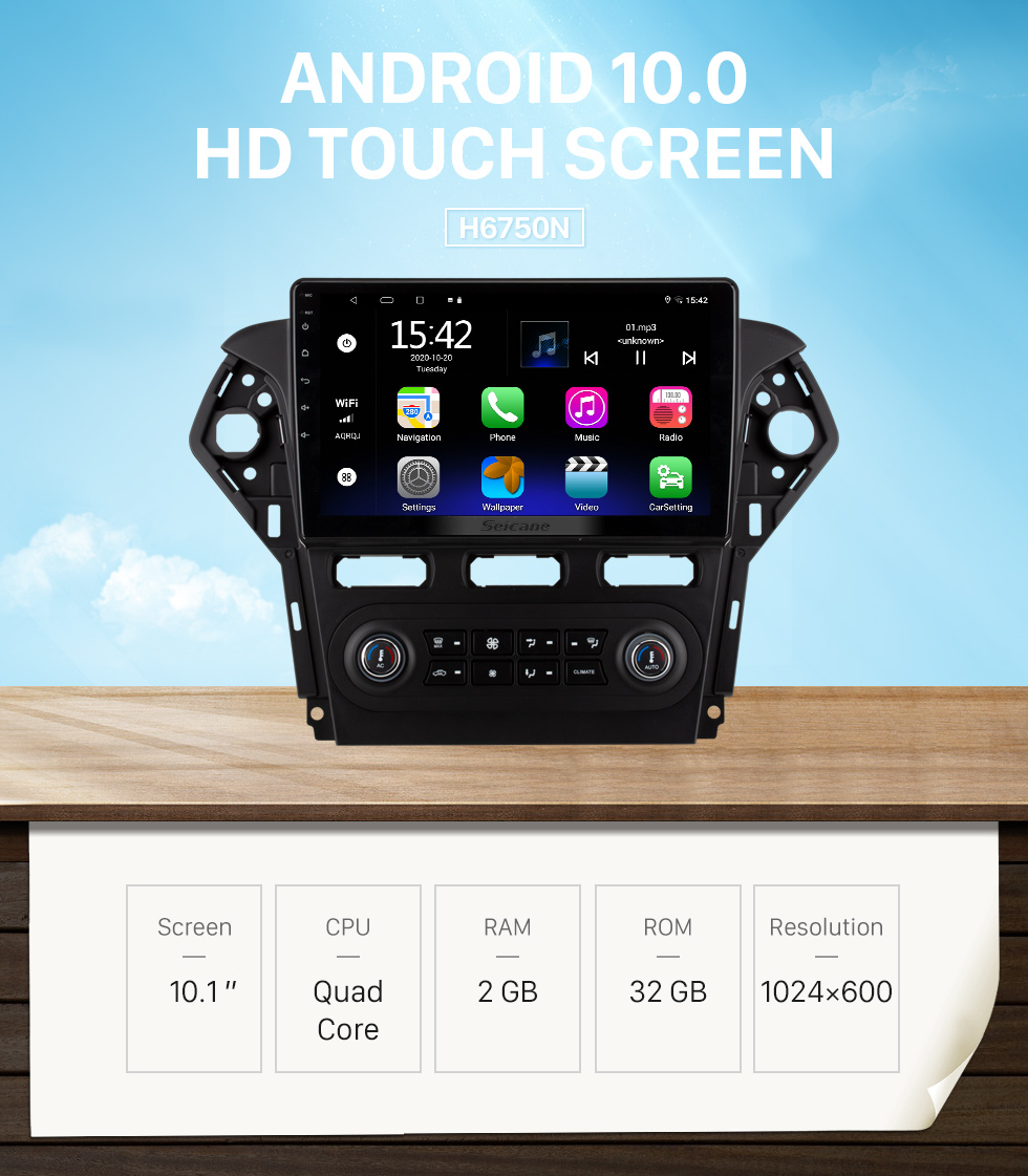 Seicane Android 10.0 HD Touchscreen de 10,1 polegadas para 2020 MITSUBISHI PAJERO SPORT Rádio Sistema de navegação GPS com suporte para Bluetooth Câmera traseira Carplay