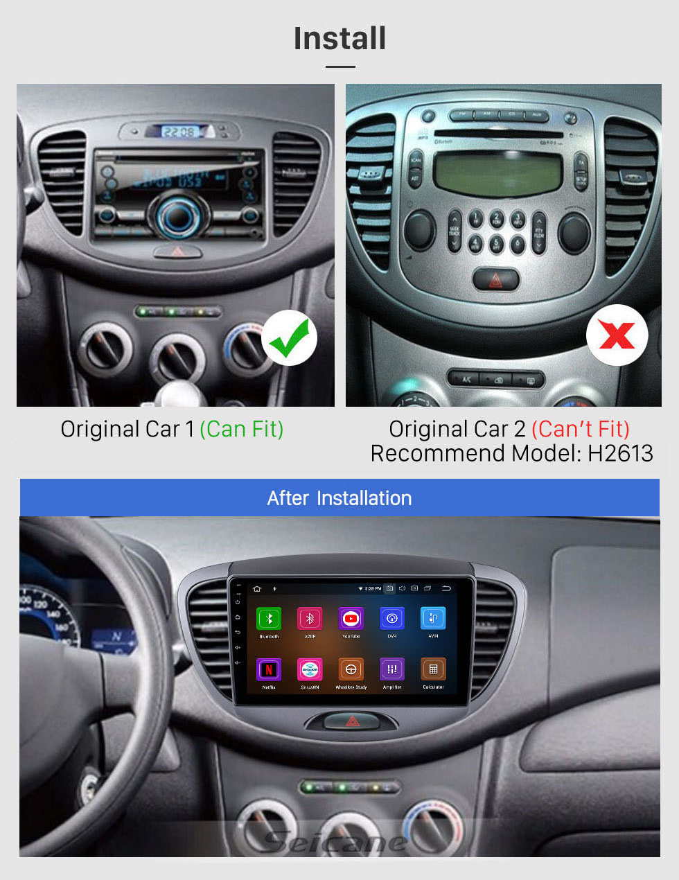 Seicane For 2012 Hyundai I10 Low Version Radio Android 11.0 HD Touchscreen 9 inch with Bluetooth GPS Navigation System Carplay support 1080P Seicane For 2012 Hyundai I10 Low Version Radio Android 11.0 HD Touchscreen 9 inch with Bluetooth GPS Navigation System Carplay support 1080P