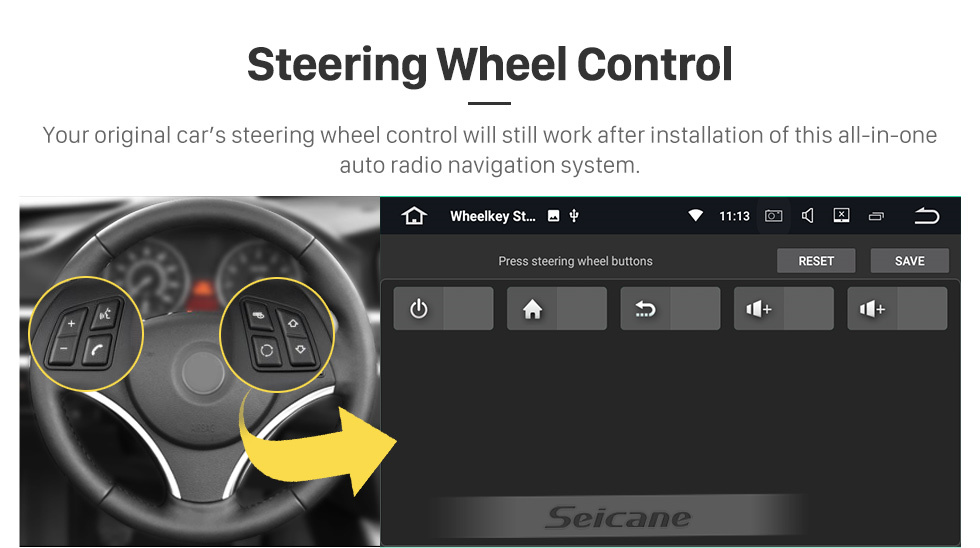 Seicane Tela sensível ao toque HD de 9 polegadas Android 11.0 para 2015 VW Volkswagen Scirocco Auto A / C auto rádio com sistema de navegação GPS Bluetooth Carplay