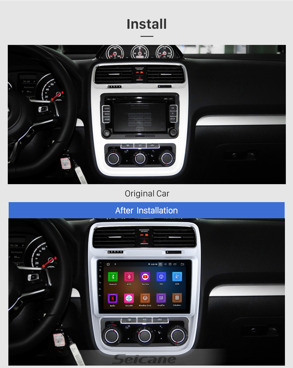Seicane OEM Android 11.0 For 2015 VW Volkswagen Scirocco Radio with Bluetooth 9 inch HD Touchscreen GPS Navigation System Carplay manual air Conditioner 