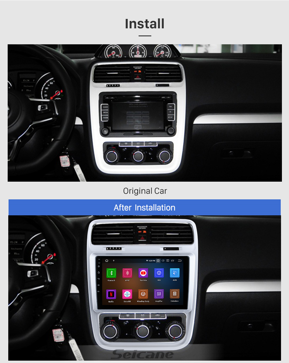 Seicane OEM Android 11.0 pour 2015 VW Volkswagen Scirocco Radio avec Bluetooth 9 pouces HD écran tactile système de navigation GPS Carplay climatiseur manuel