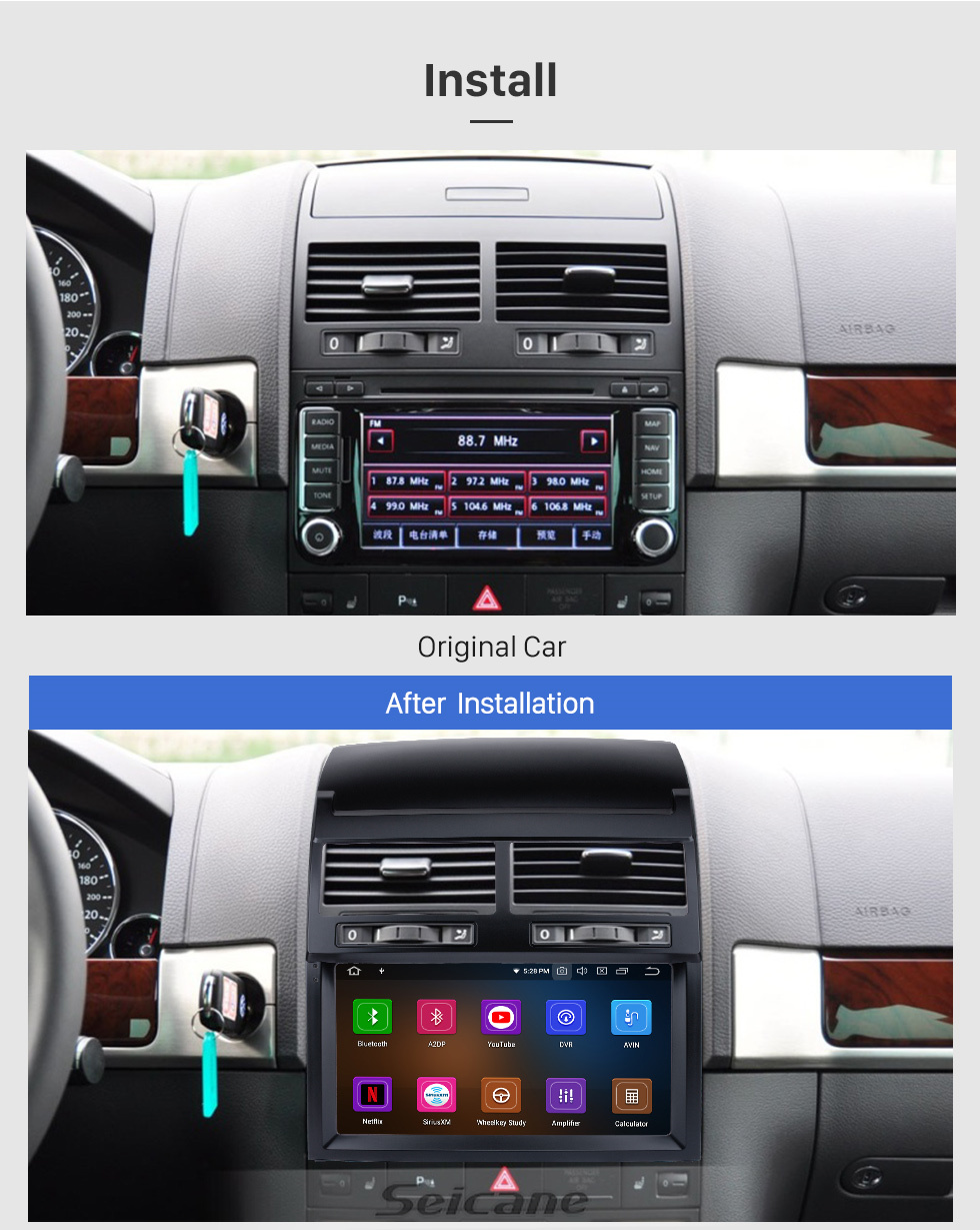 Seicane Pantalla táctil HD de 9 pulgadas Android 13,0 para 2004-2010 VW Volkswagen Touareg Radio de coche con sistema de navegación GPS Bluetooth Carplay
