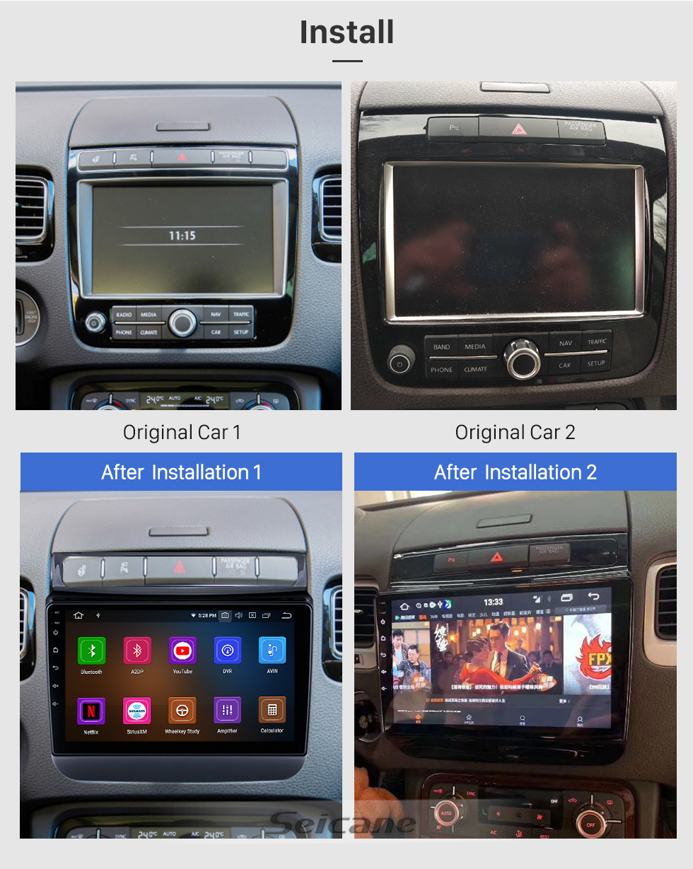 Seicane 9 Zoll HD Touchscreen Android 12.0 Für 2011-2017 2018 VW Volkswagen Touareg Autoradio mit Bluetooth GPS Navigationssystem Carplay