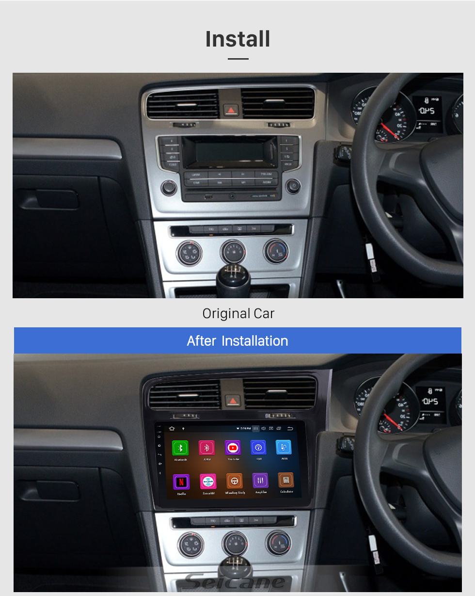 Seicane 10,1 Zoll Android 11.0 Für 2013 2014 2015 VW Volkswagen GOLF 7 RHD Radio GPS Navigationssystem Bluetooth HD Touchscreen Carplay